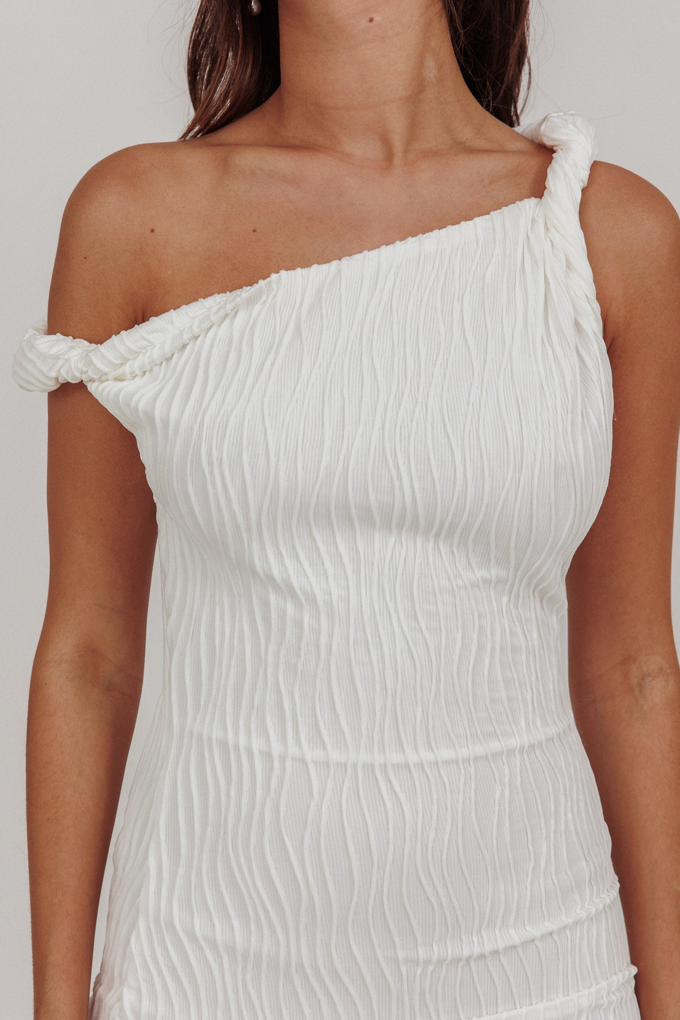 Lingering Love One-Shoulder Mini Dress White-Maymioy