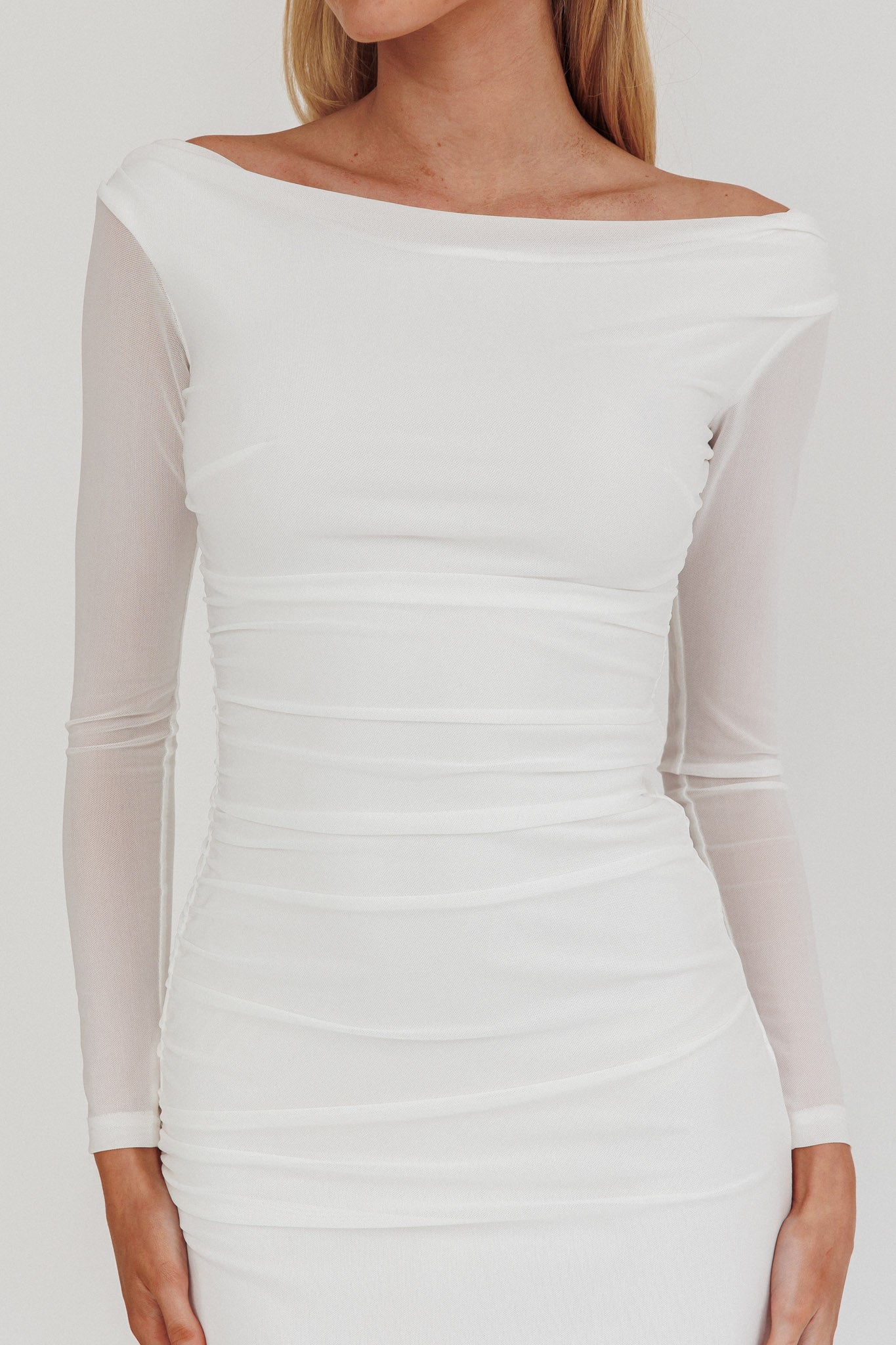 In Blooms Off Shoulder Maxi Dress Off White-Maymioy