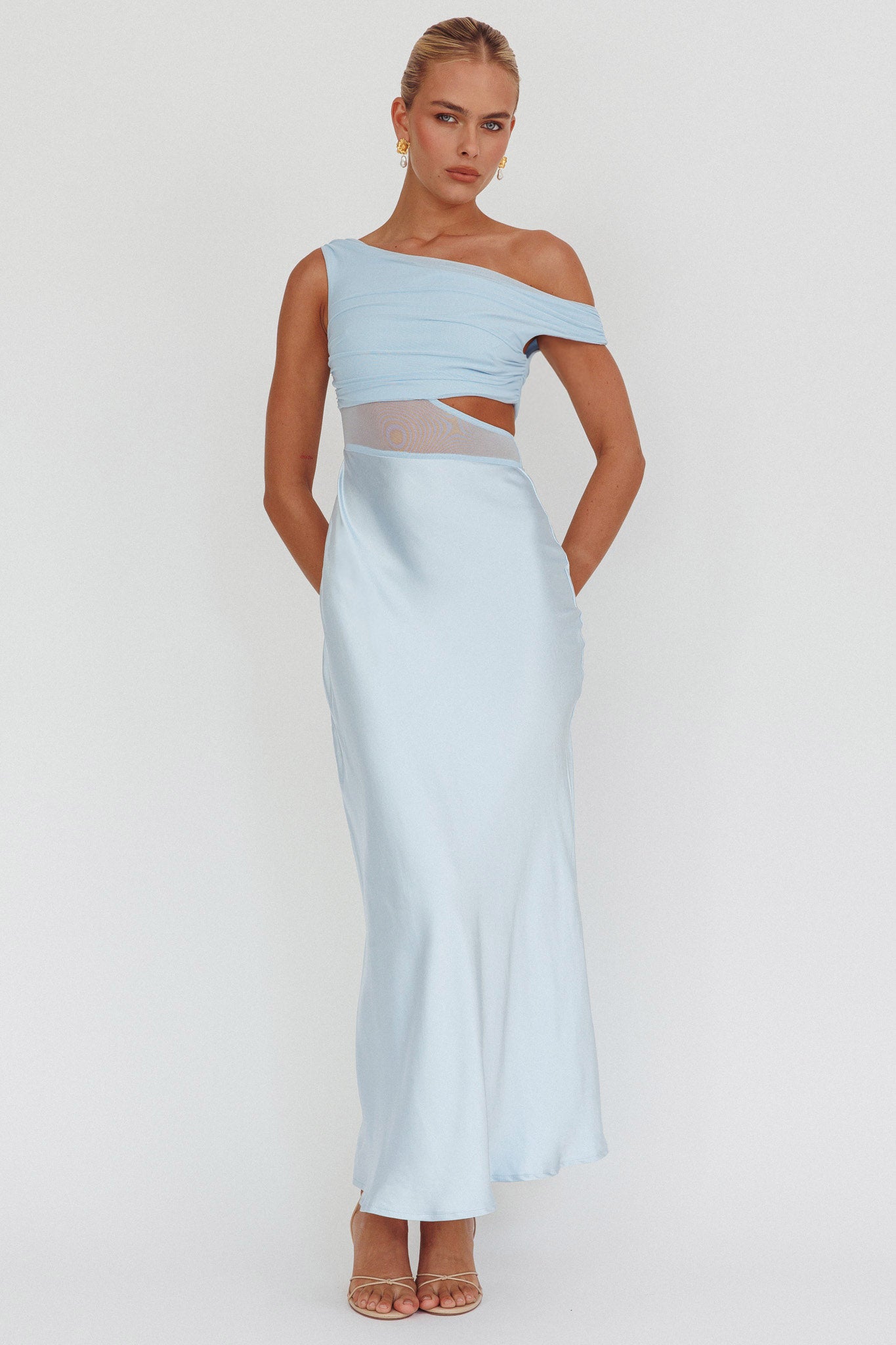 In Blooms Mesh Bodice Maxi Dress Blue-Maymioy