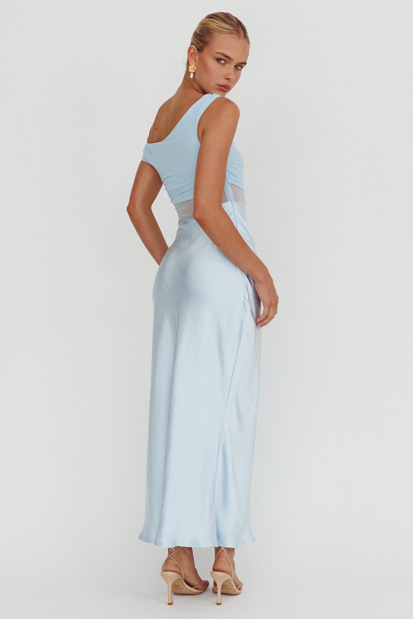 In Blooms Mesh Bodice Maxi Dress Blue-Maymioy