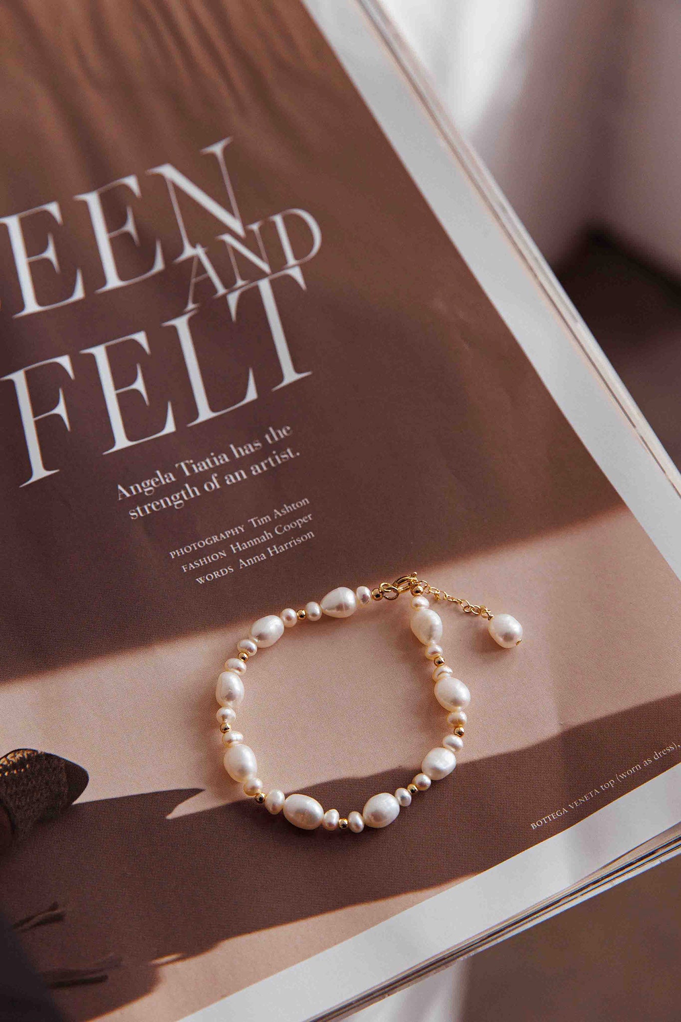 Chantel Baroque Pearl Bracelet Gold-Maymioy