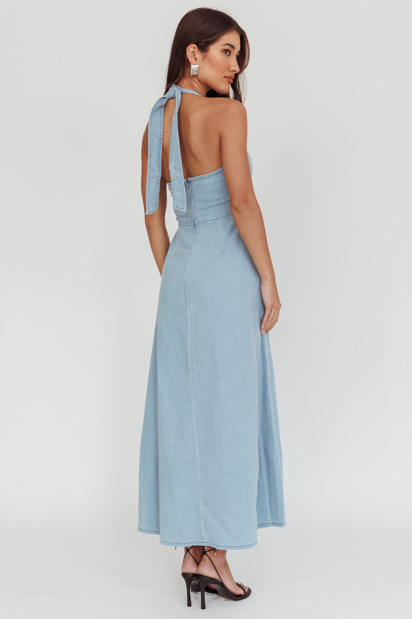 Lumi A-Line Maxi Dress Light Denim Blue-Maymioy