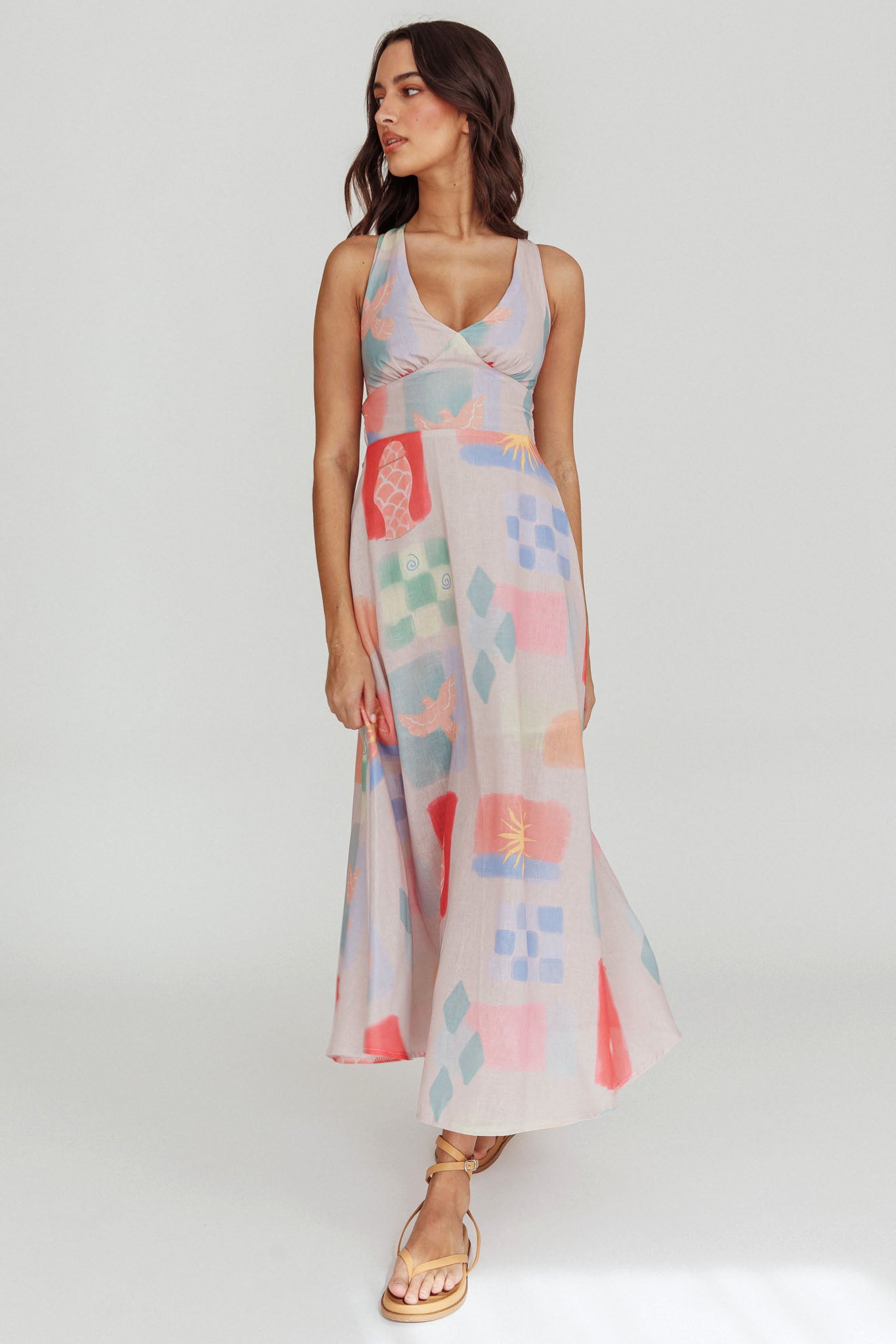 Sweethearts A-Line Print Maxi Dress Multi-Maymioy