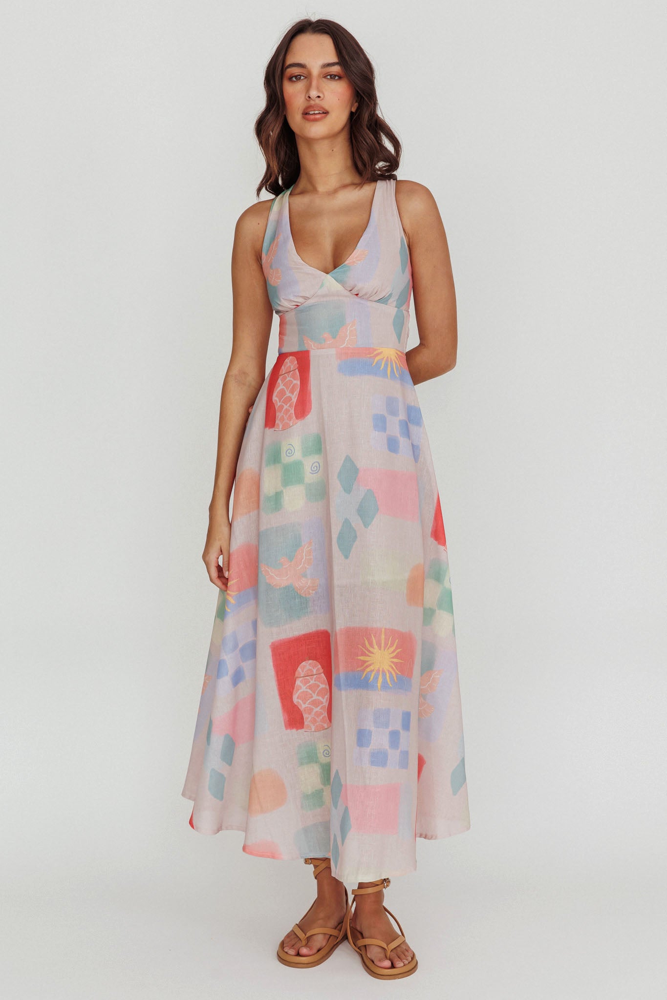 Sweethearts A-Line Print Maxi Dress Multi-Maymioy