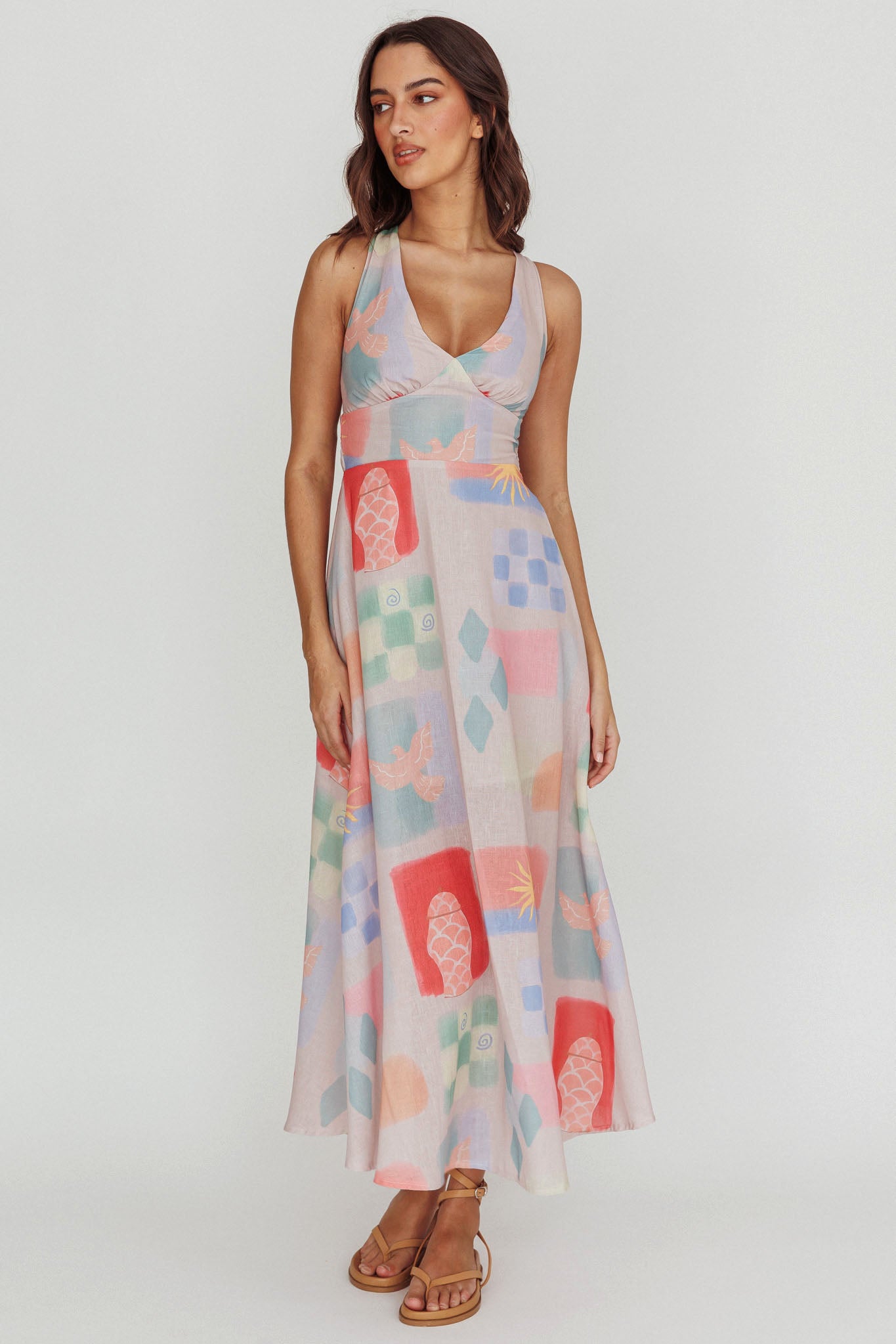 Sweethearts A-Line Print Maxi Dress Multi-Maymioy