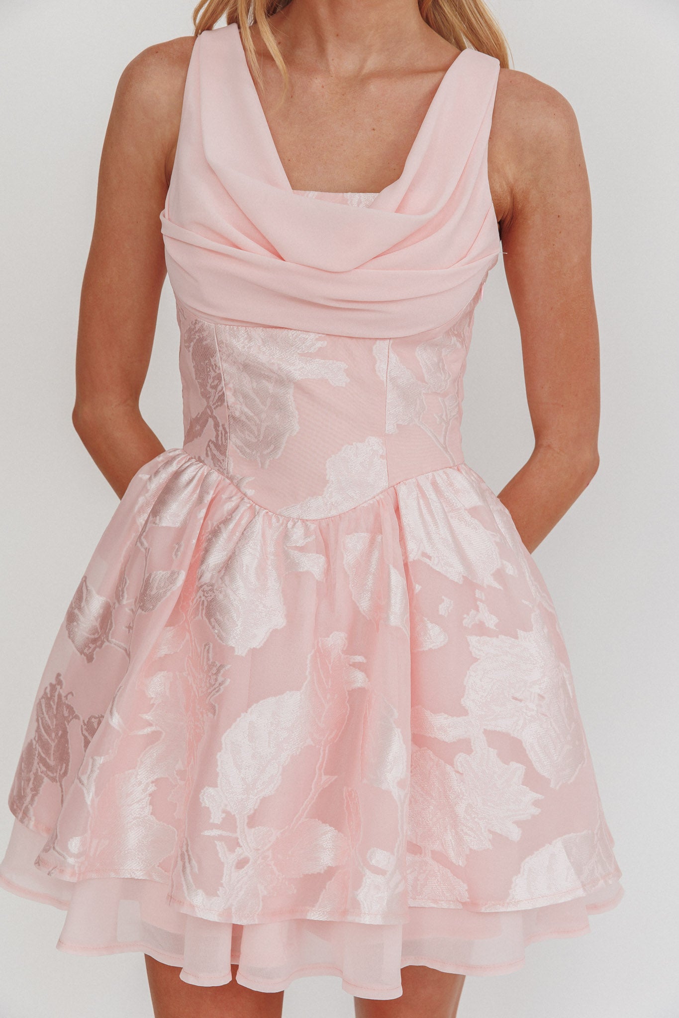 Lusting Lace-Up Back Mini Dress Blush-Maymioy