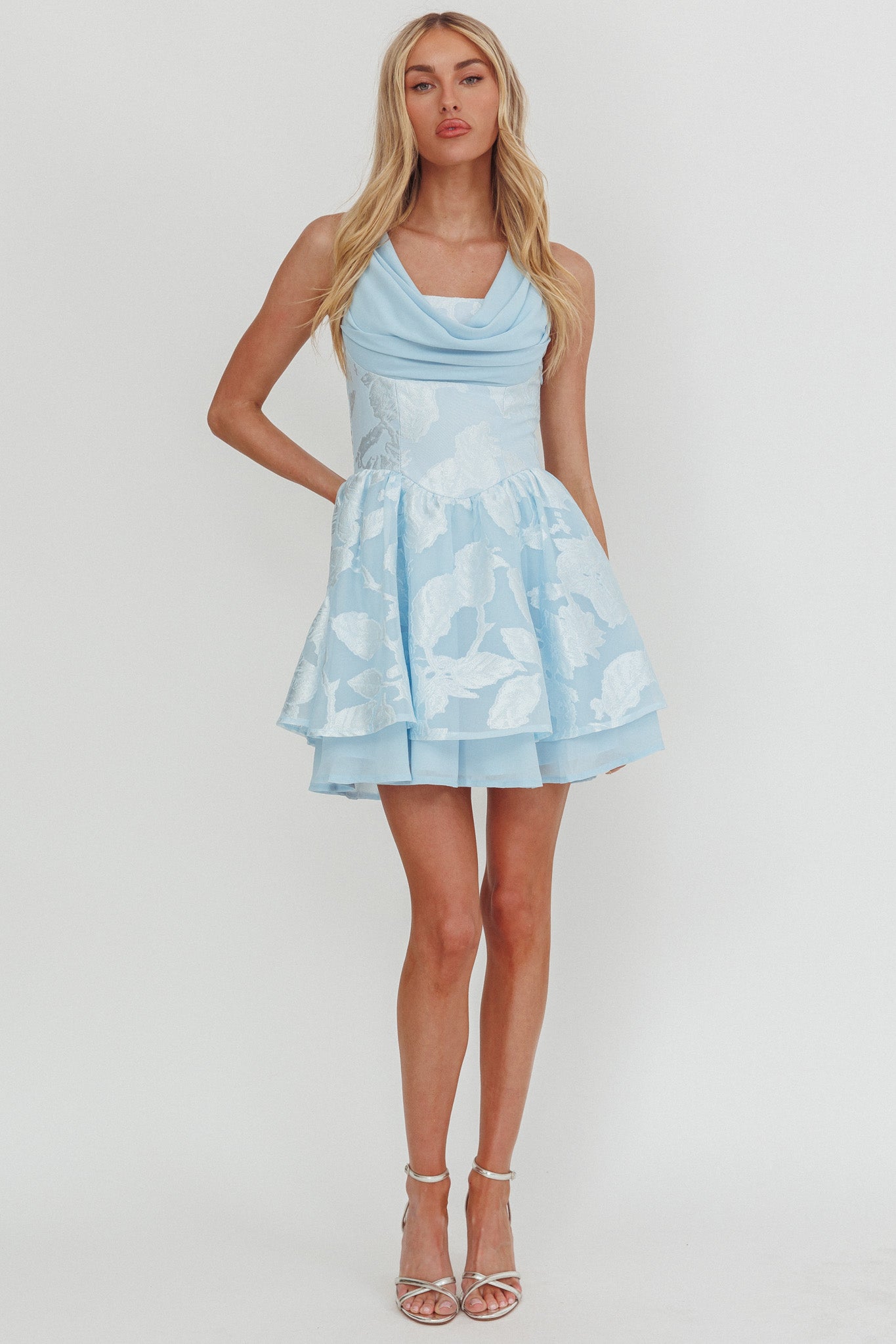 Lusting Lace-Up Back Mini Dress Ice Blue-Maymioy