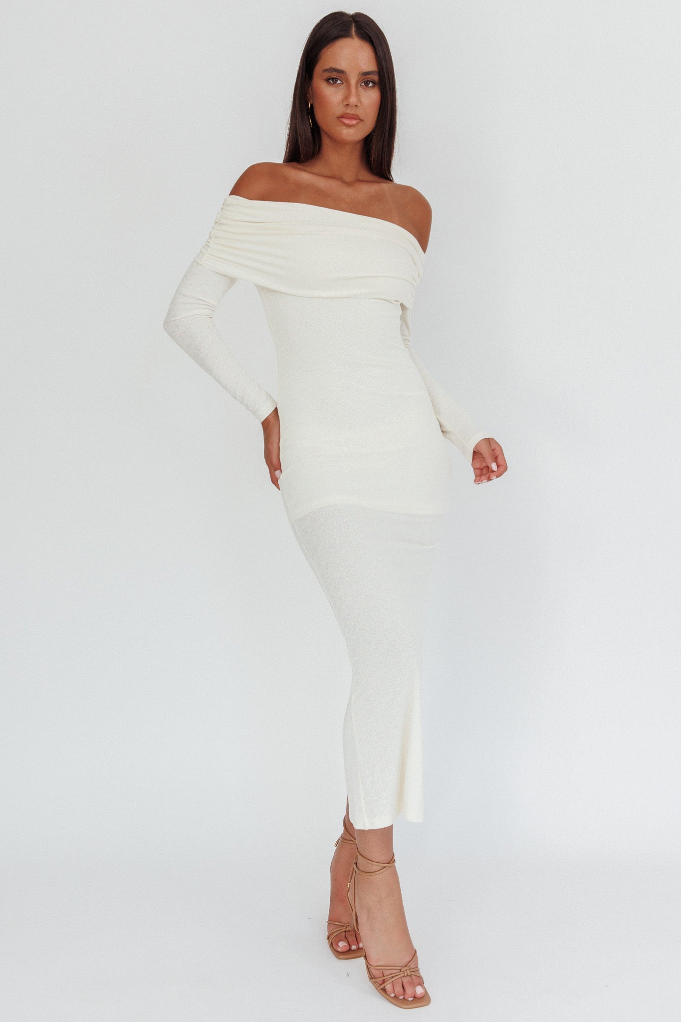 Juju Off-Shoulder Maxi Dress White-Maymioy