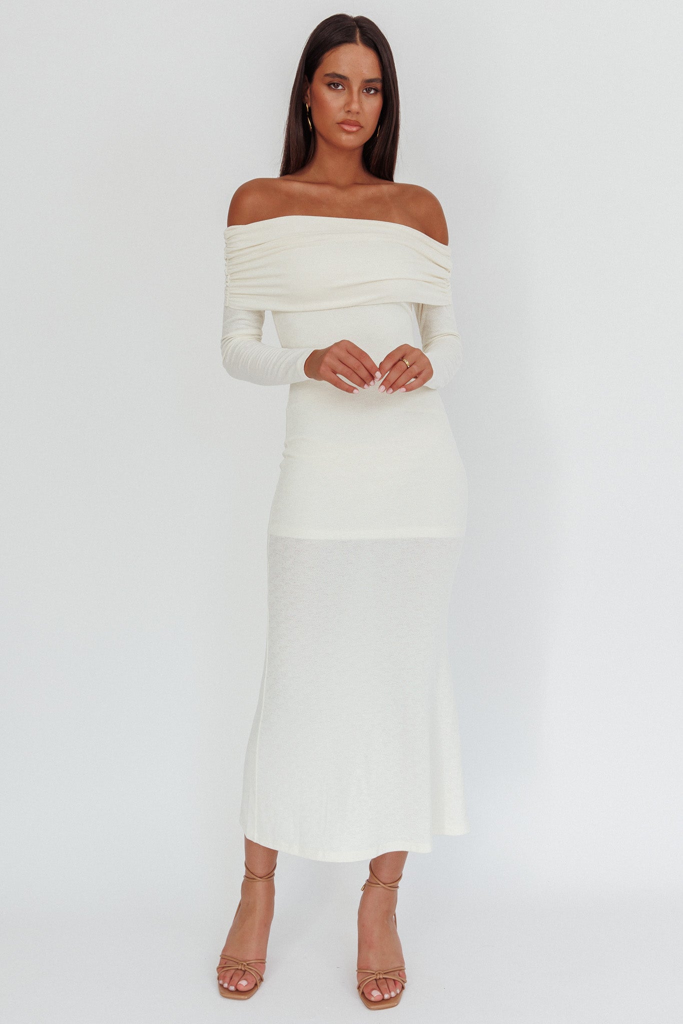 Juju Off-Shoulder Maxi Dress White-Maymioy