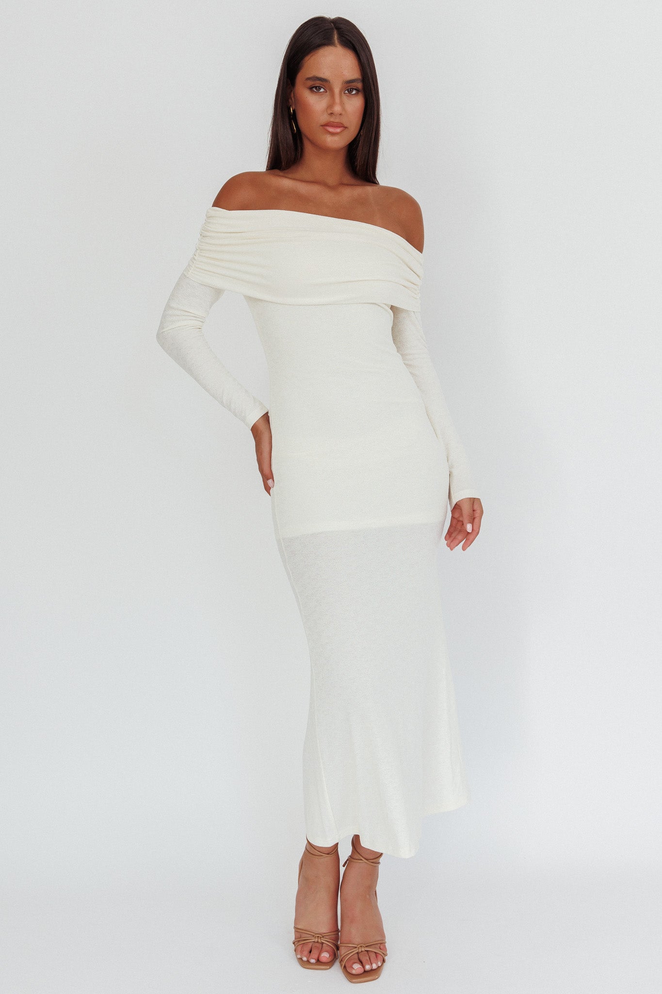 Juju Off-Shoulder Maxi Dress White-Maymioy