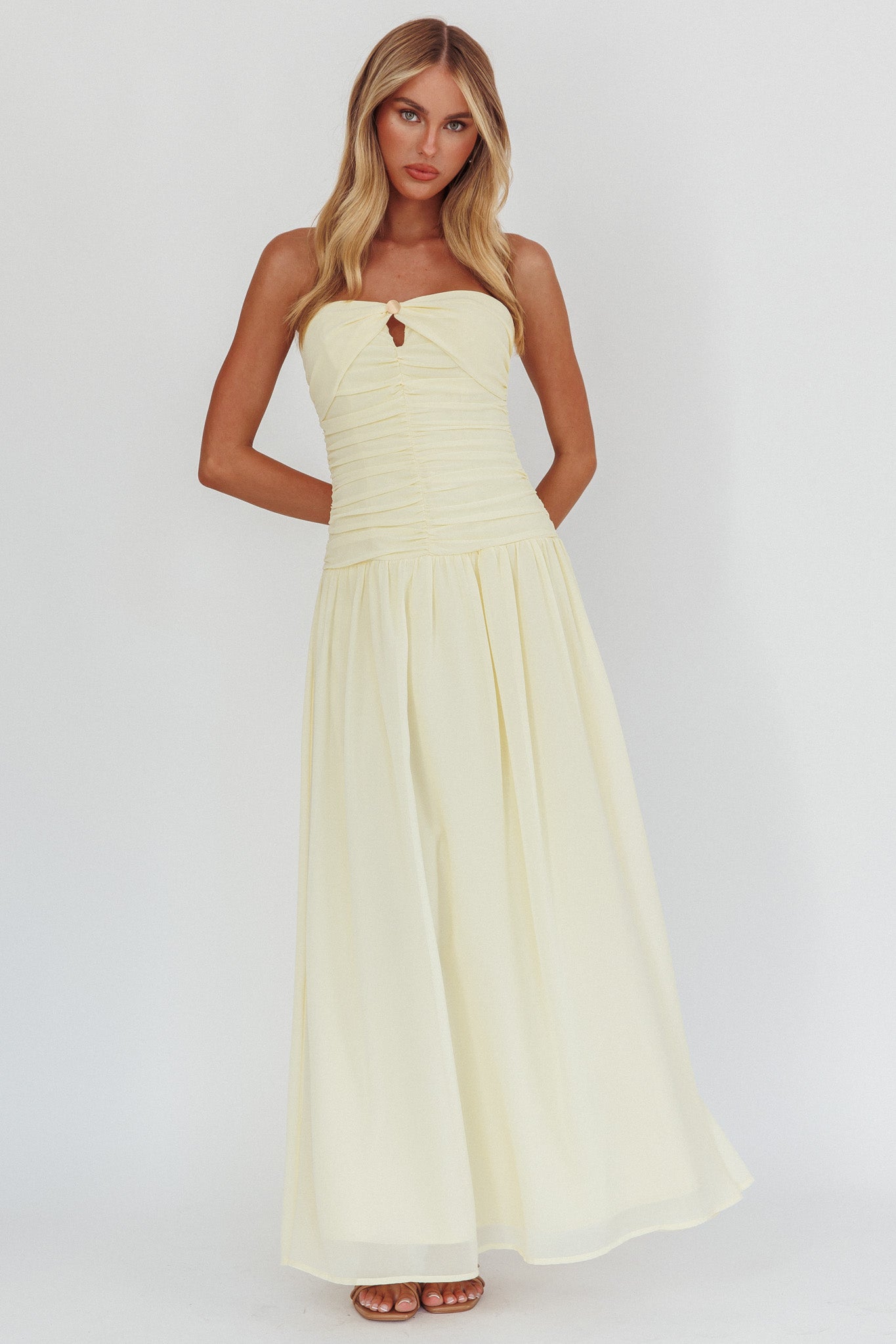 High Streets Strapless Maxi Dress Butter-Maymioy