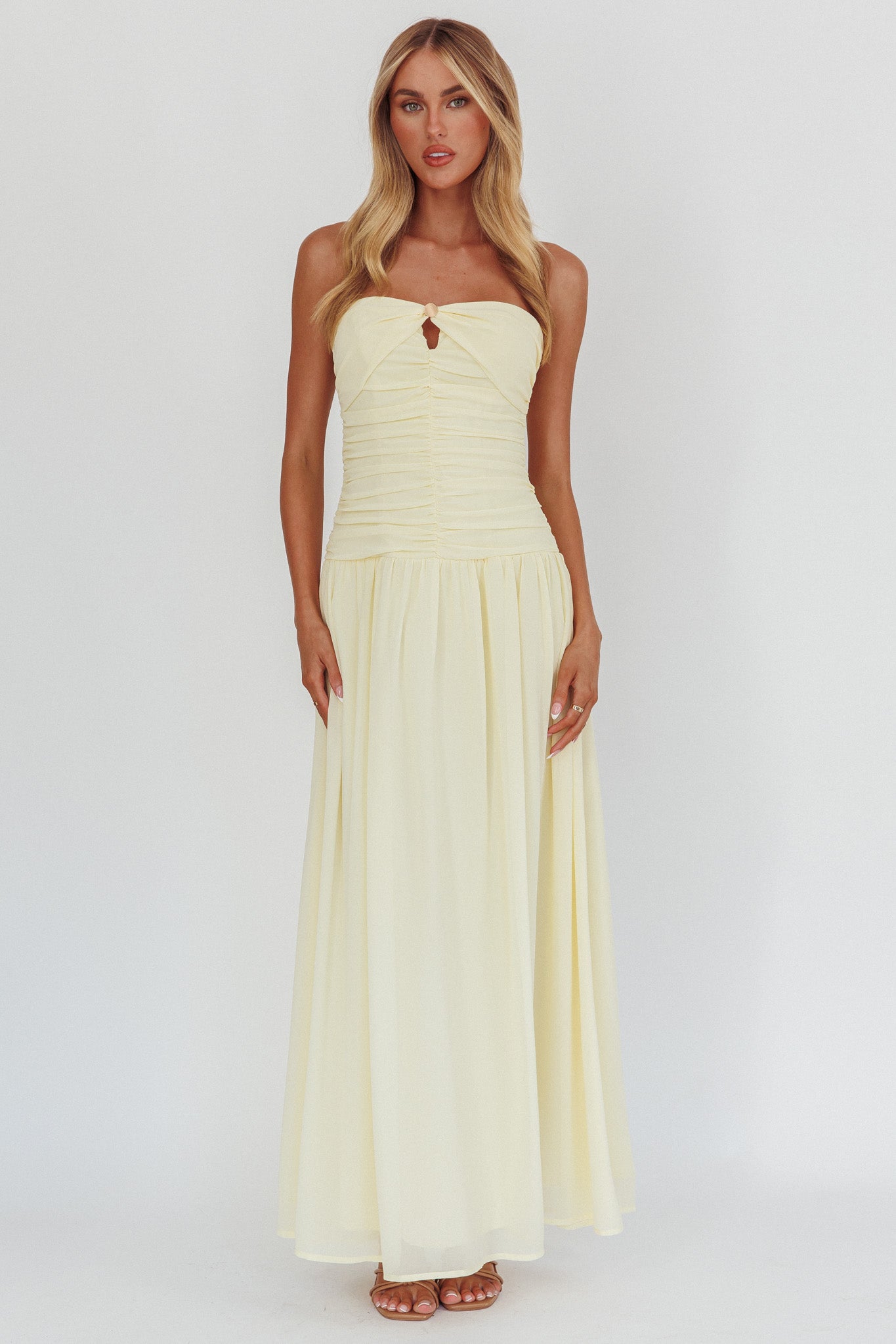 High Streets Strapless Maxi Dress Butter-Maymioy