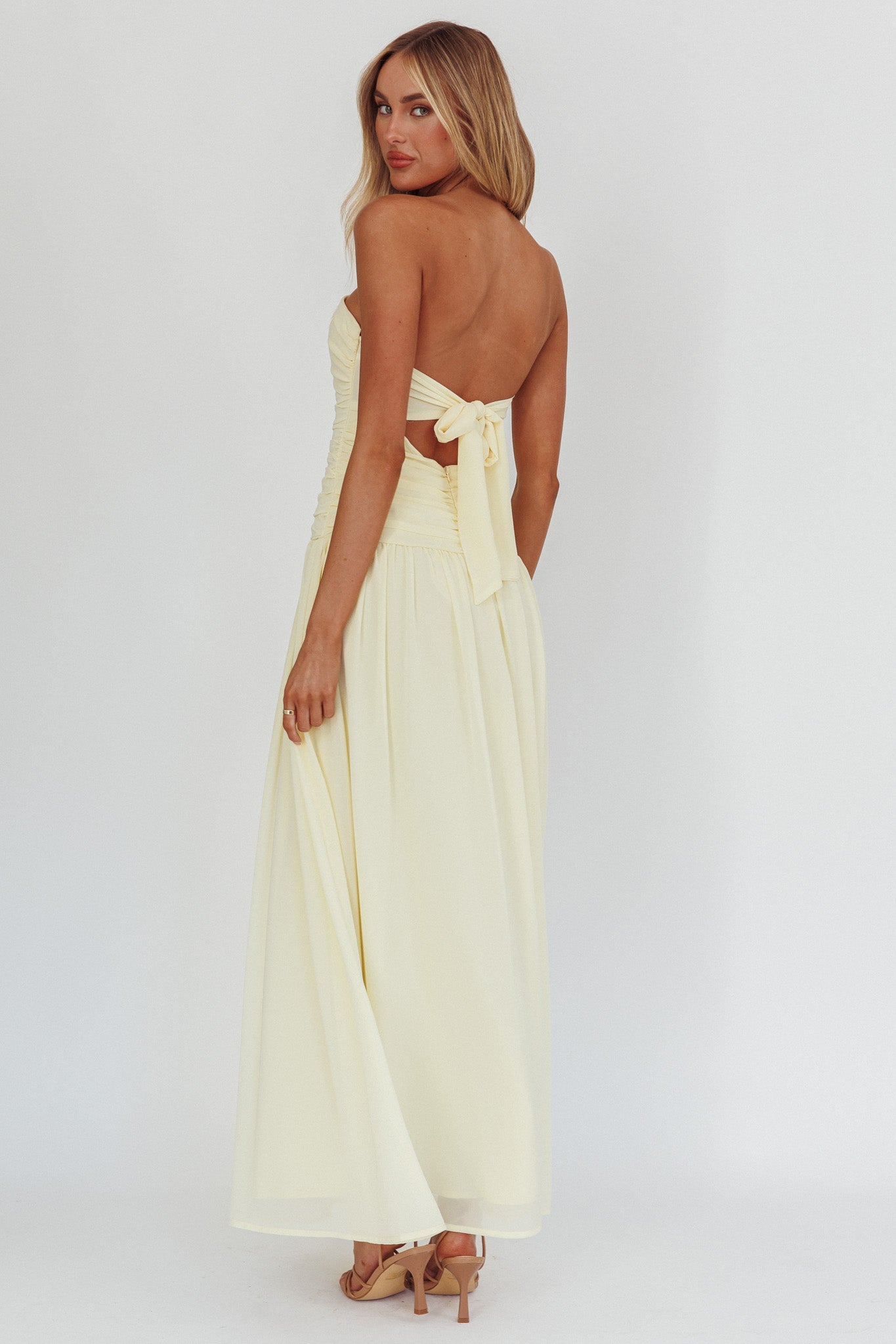 High Streets Strapless Maxi Dress Butter-Maymioy