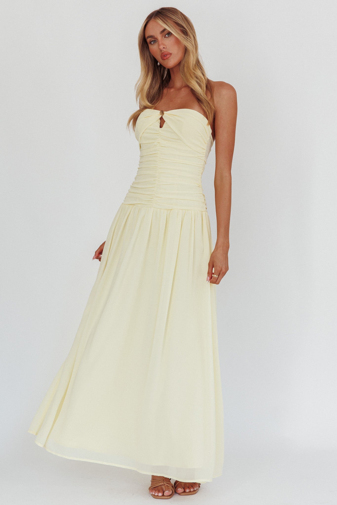High Streets Strapless Maxi Dress Butter-Maymioy