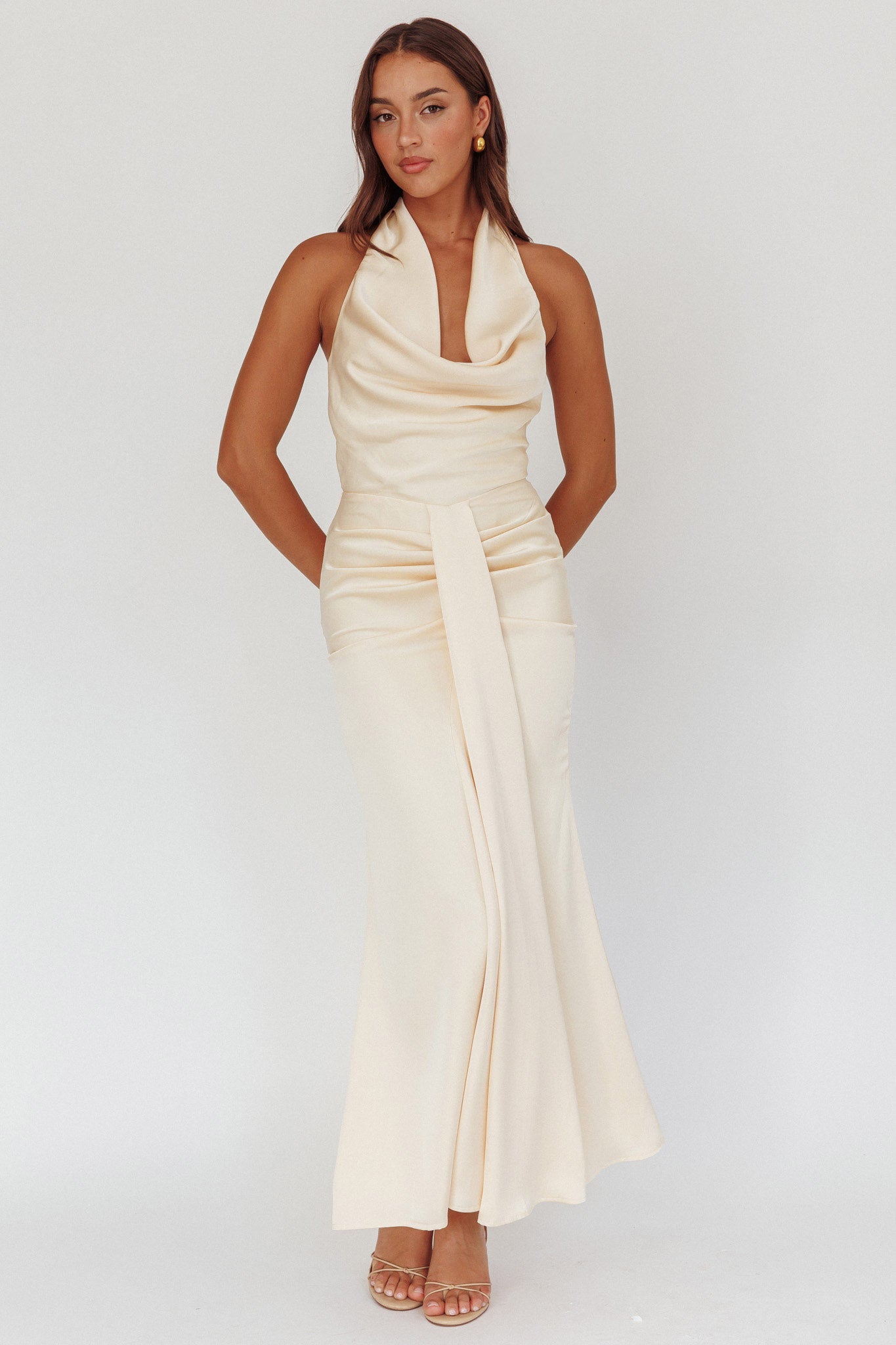 Nariah Cowl Neck Maxi Dress Butter-Maymioy