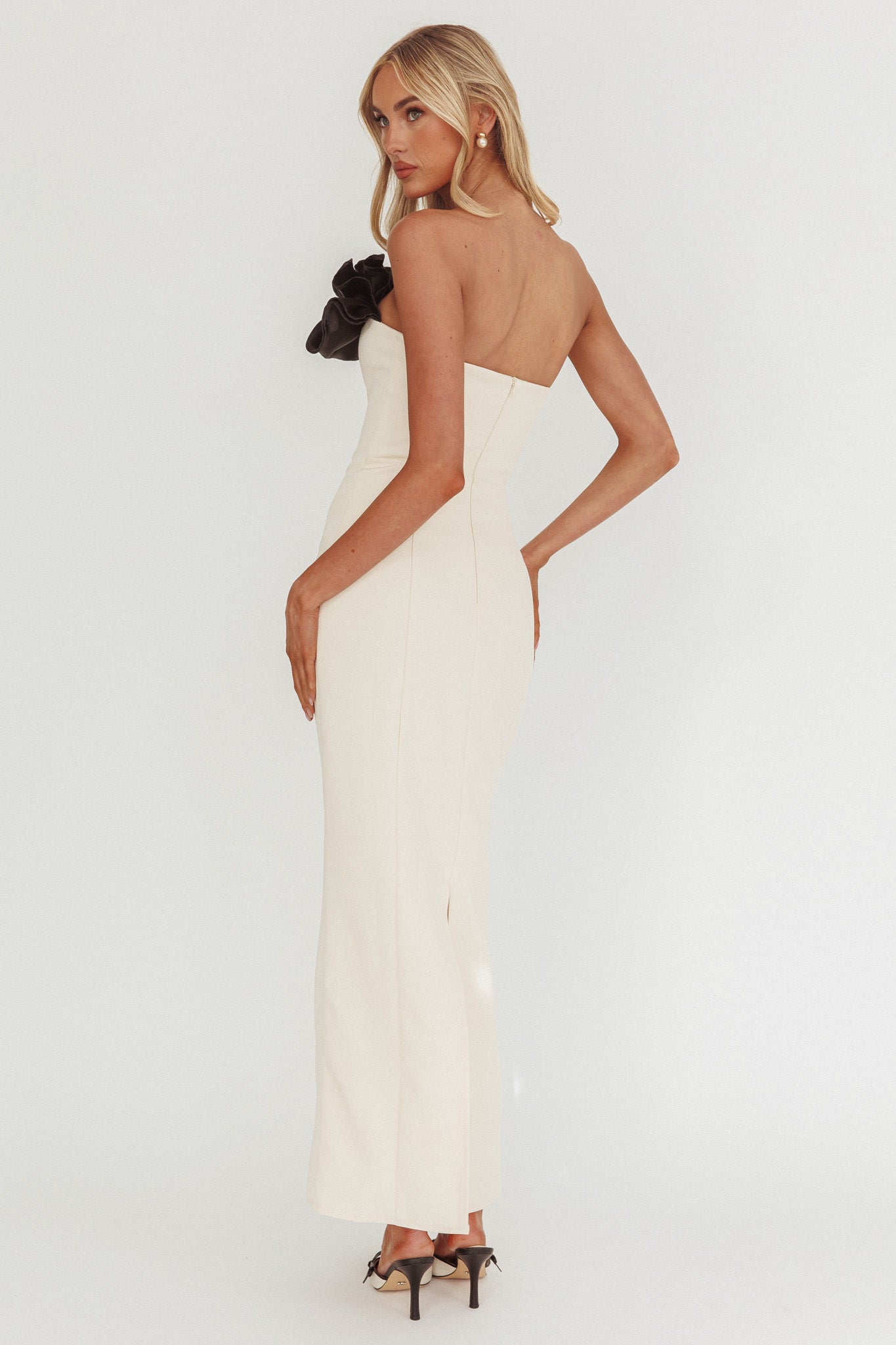 Lonnie Neckline Decoration Maxi Dress Cream-Maymioy