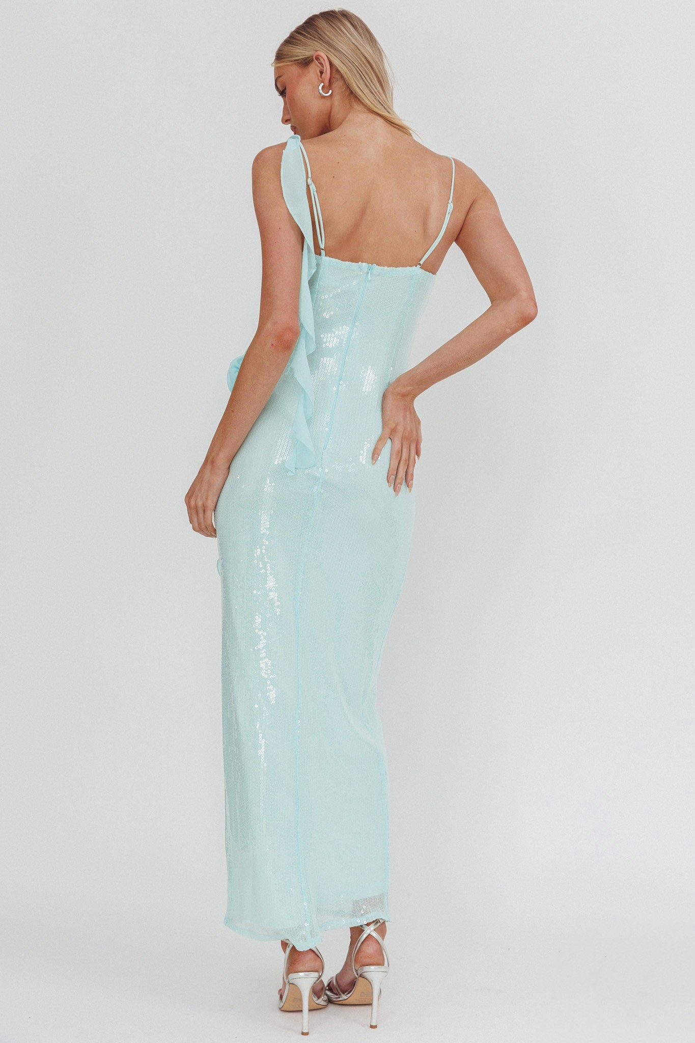 She Glows Cami Strap Sequin Maxi Dress Mint-Maymioy
