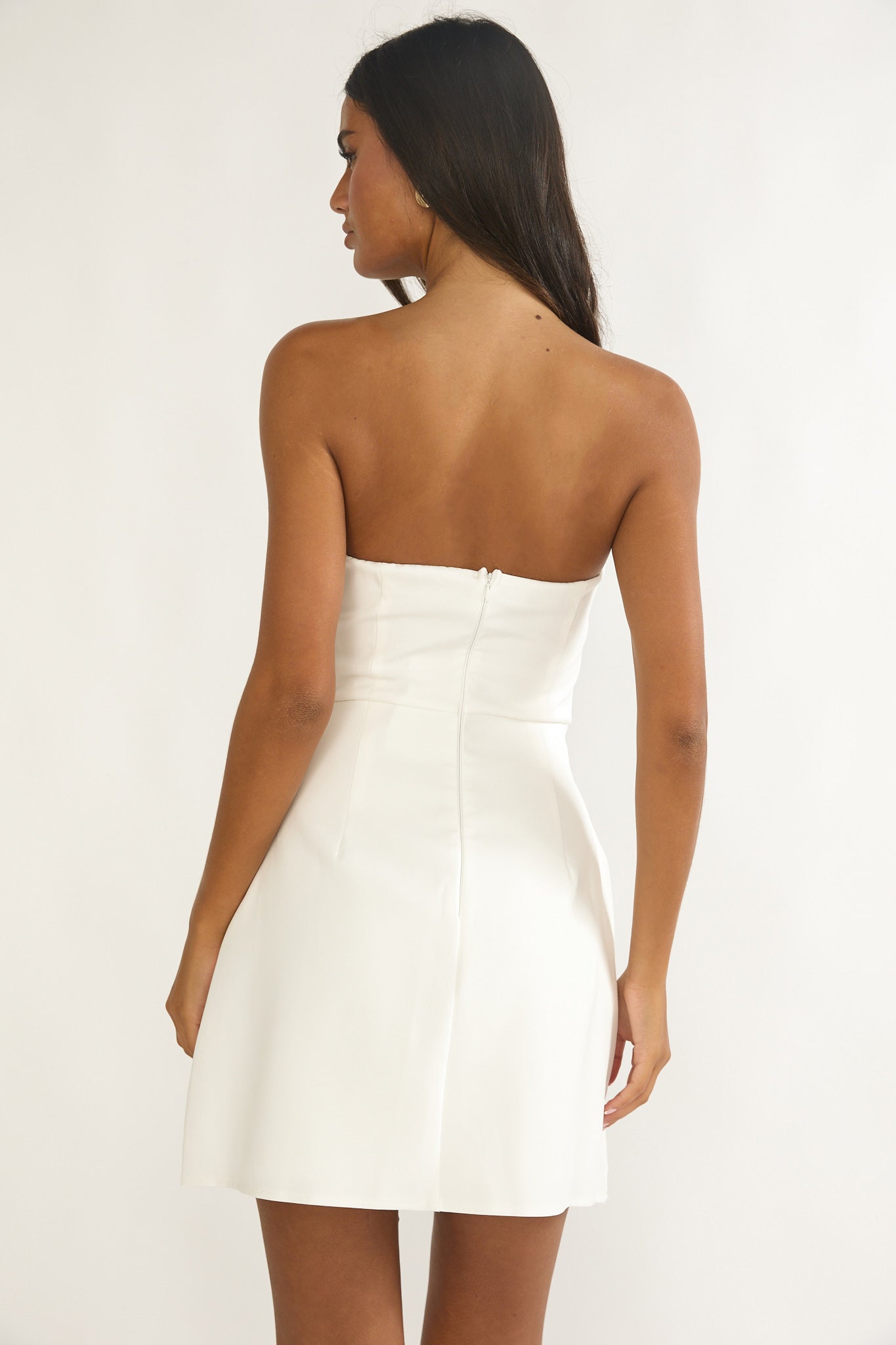 Serenelle Foldover Bust Mini Dress White-Maymioy