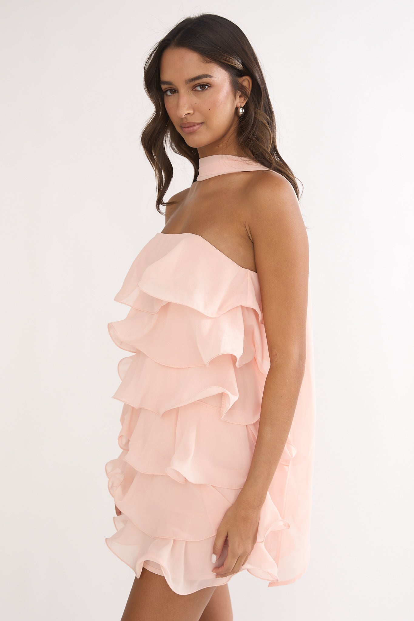 Love Note Strapless Layered Mini Dress Pink-Maymioy