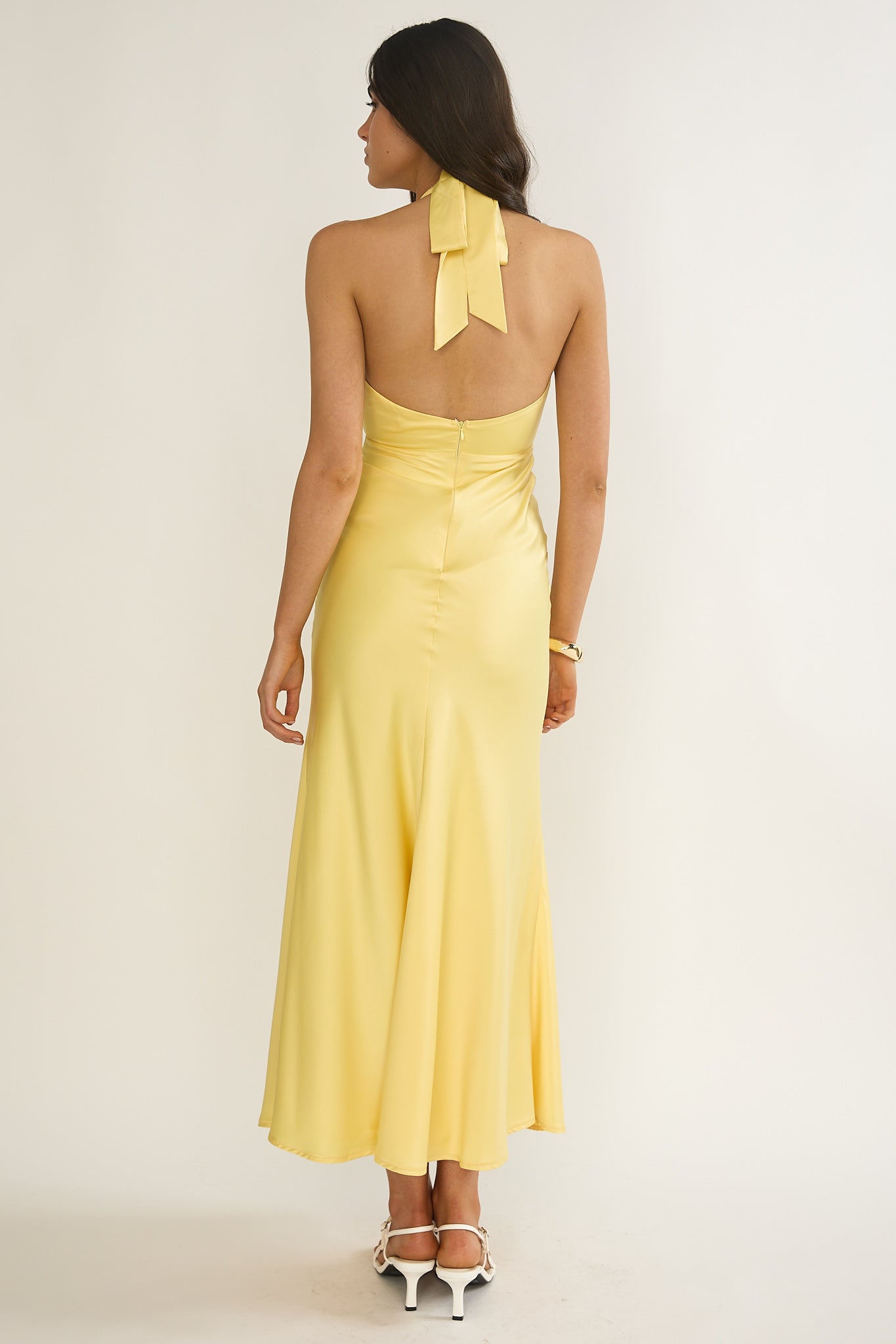 Vale 3D Flower Halter Maxi Dress Sunflower-Maymioy