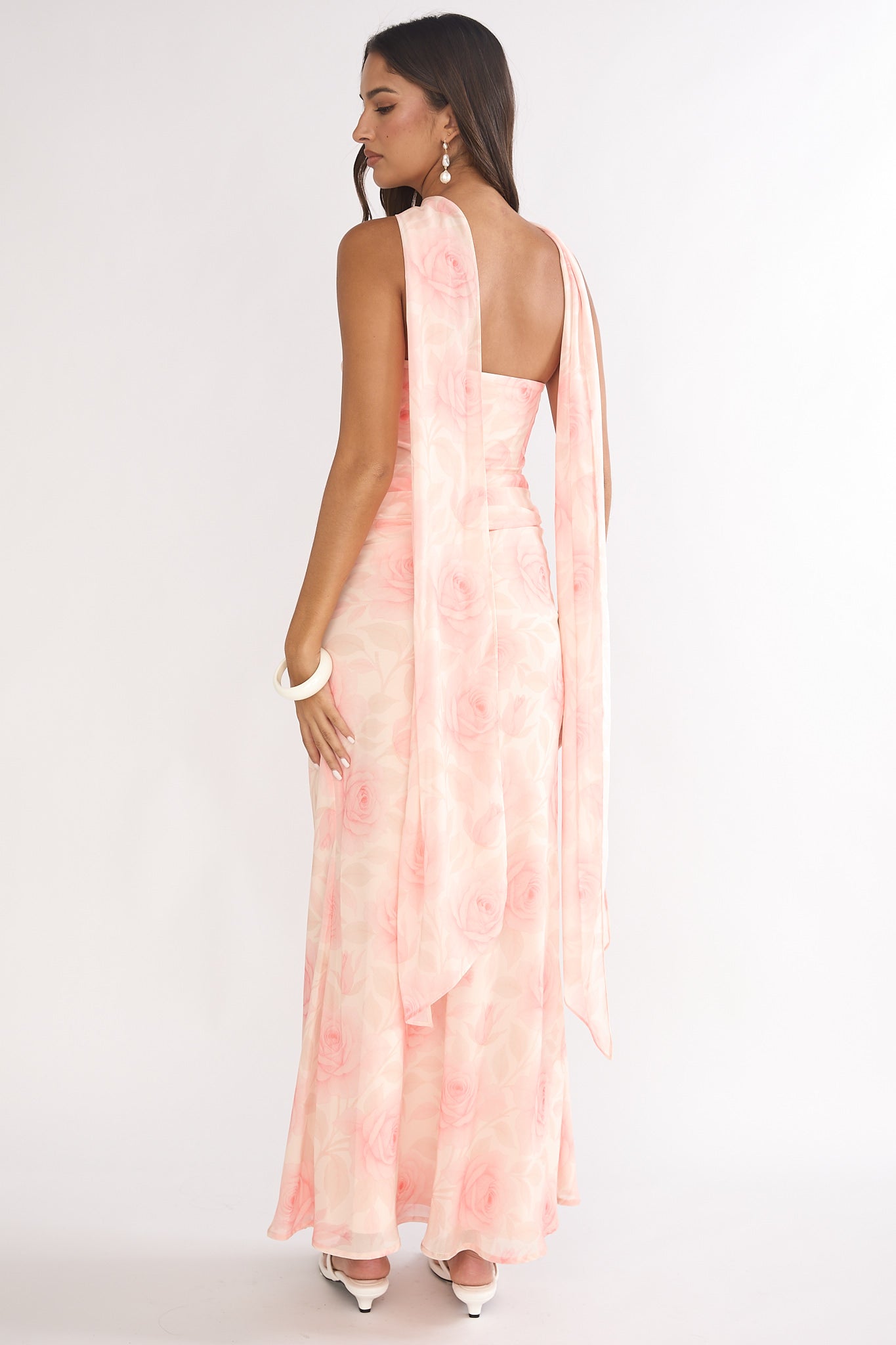 Unforgettable Day Drape Waist Strapless Maxi Dress Roses Floral-Maymioy