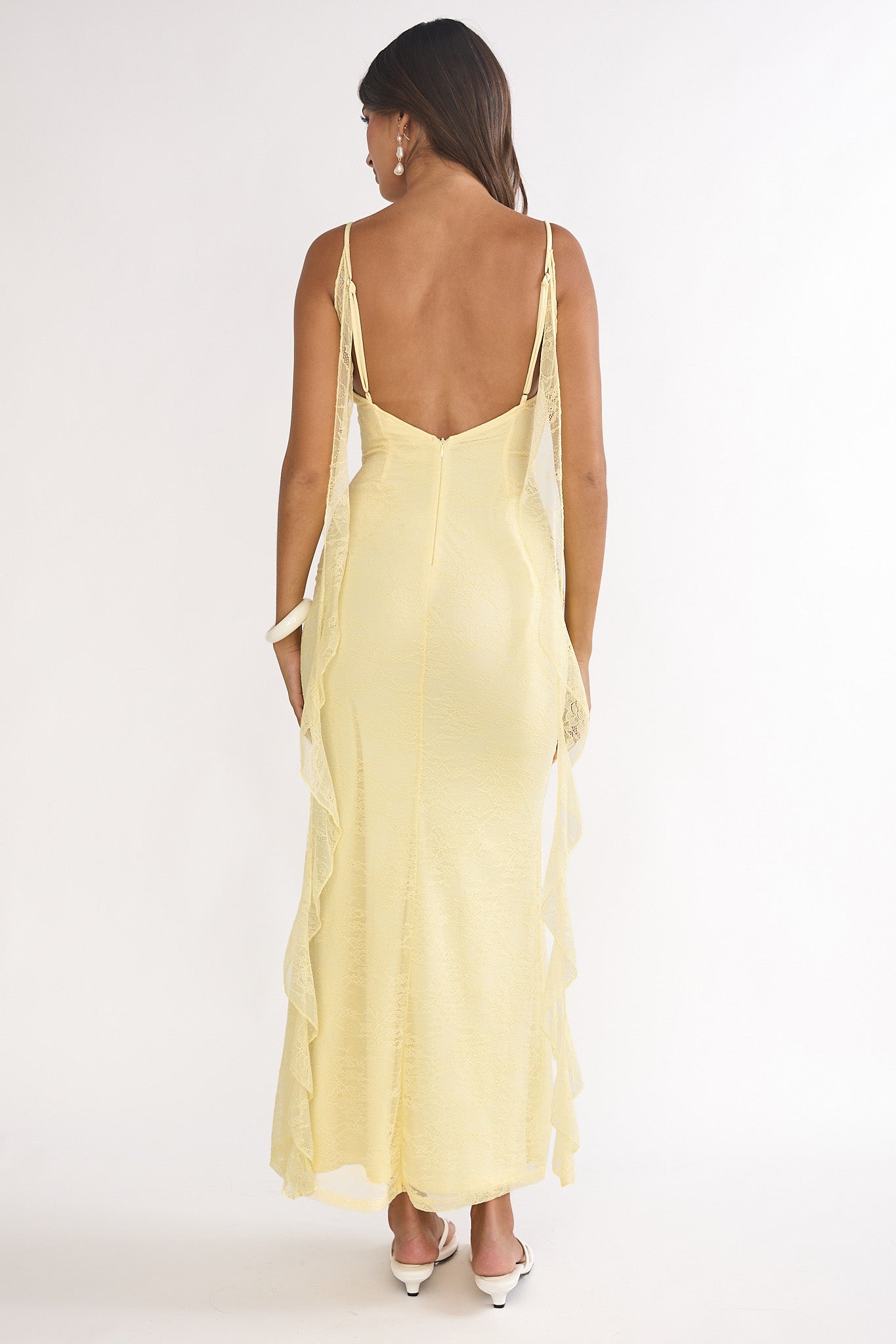 Sunspell Ruffle Trim Lace Maxi Dress Butter-Maymioy