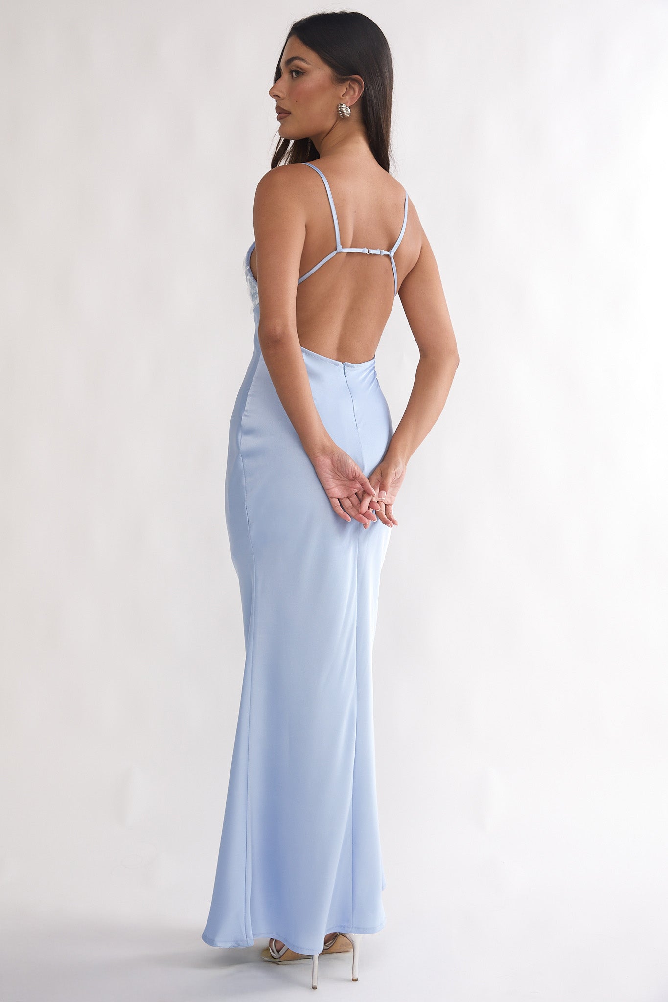 Brynn Sequin Bust Open Back Maxi Dress Blue-Maymioy