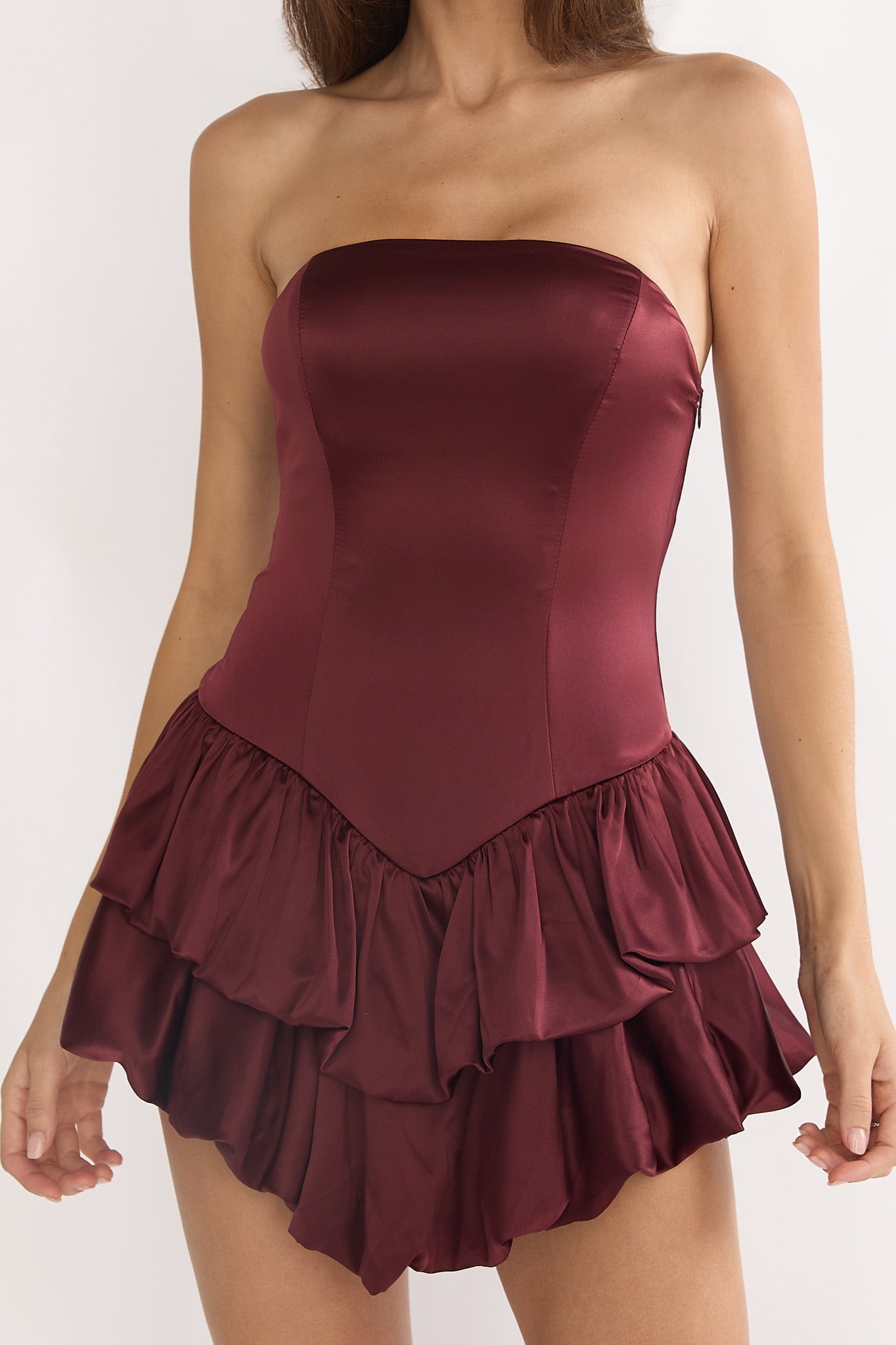 Dovira Bow Back Mini Romper Wine-Maymioy