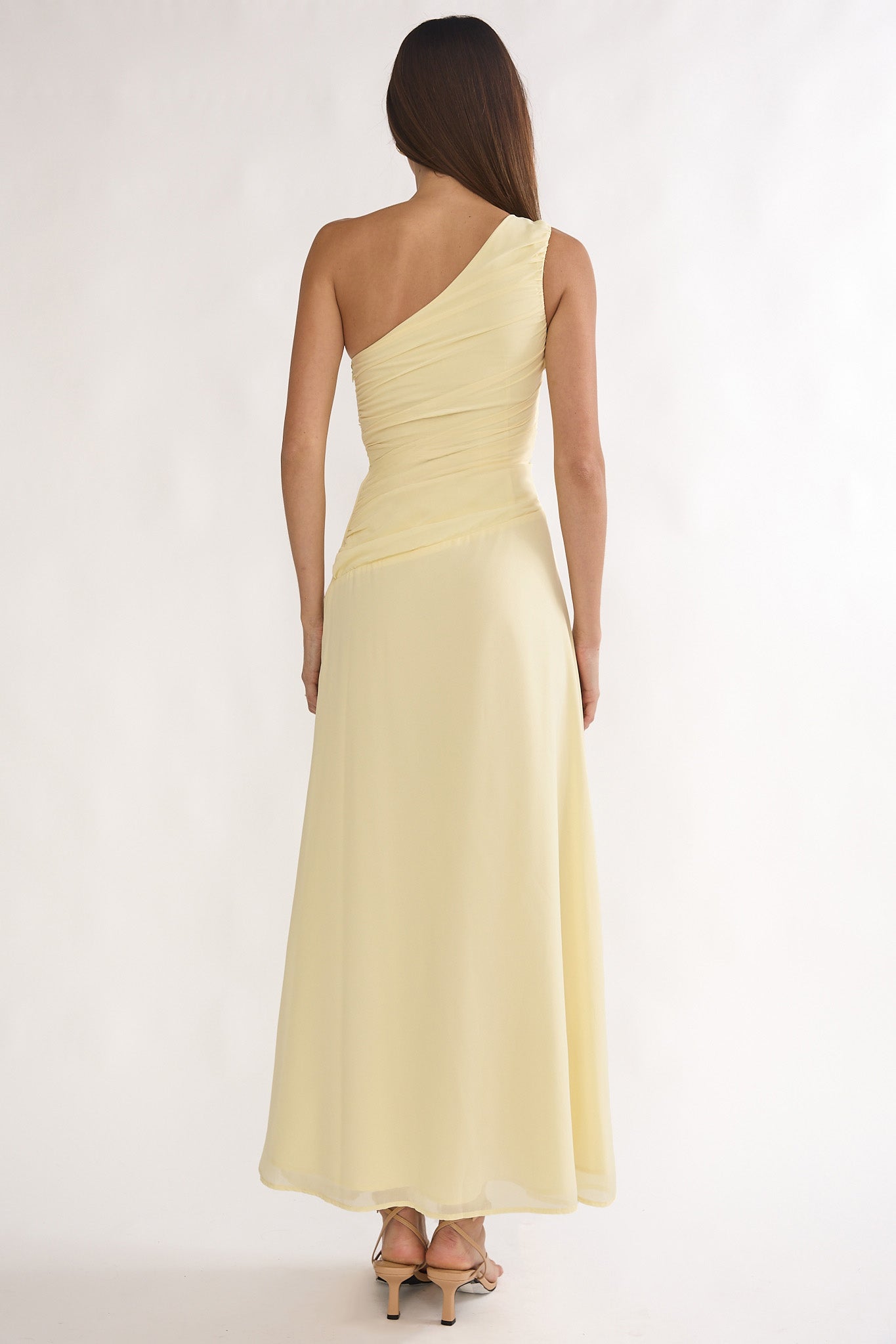 Ivora One-Shoulder Cut-Out Waist Maxi Dress Butter-Maymioy