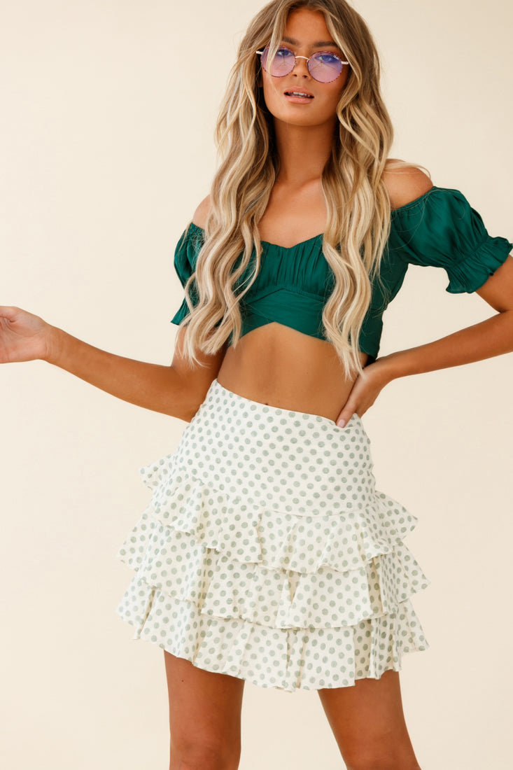 Let Them Eat Cake Triple Ruffle Skirt Green-Maymioy