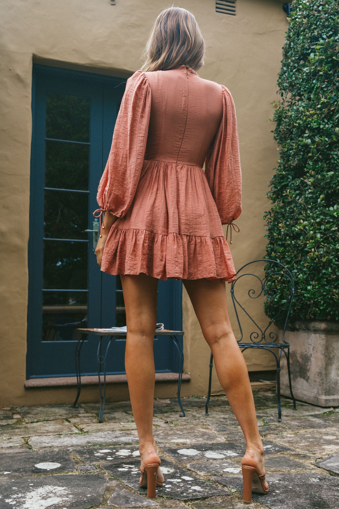 Secret Garden Long Sleeve Smocked Bodice Dress Rose-Maymioy
