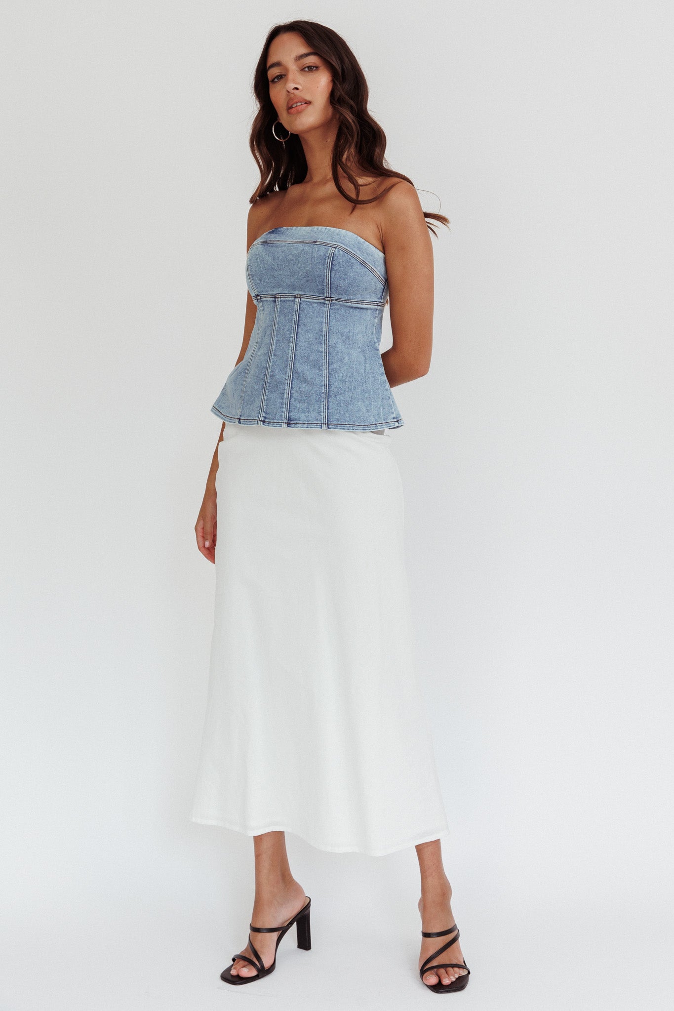 Cathlin Strapless Top Denim Blue-Maymioy