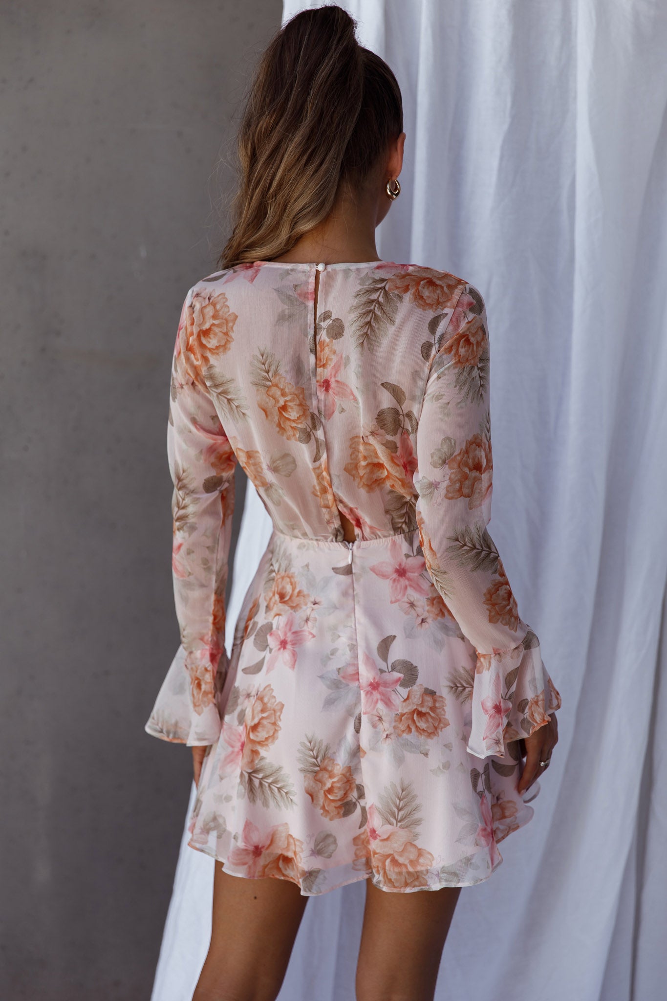 Unconditional Tied Front Dress Floral Blush-Maymioy