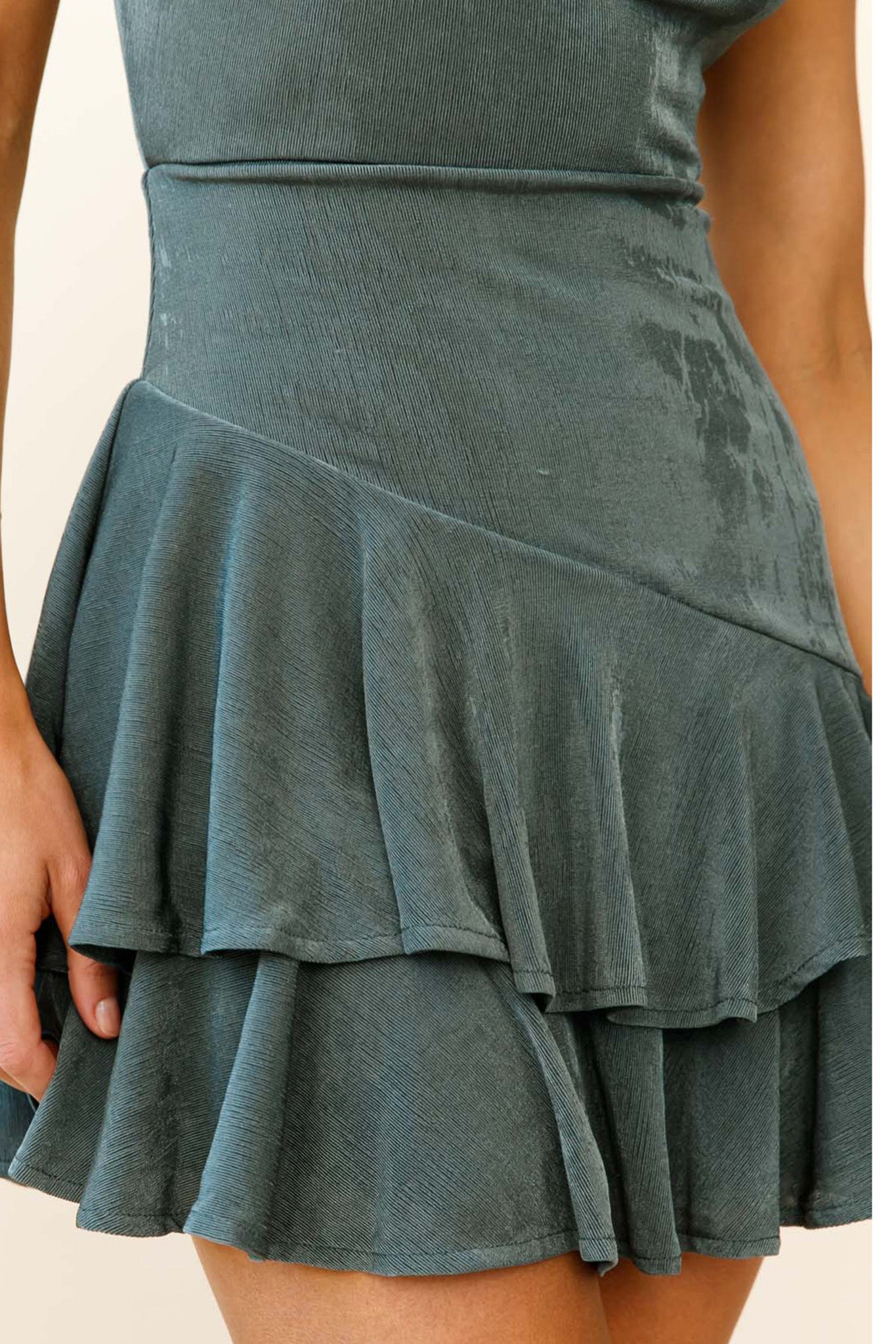 Bring On The Night Cowl Halterneck Dress Forest Green-Maymioy