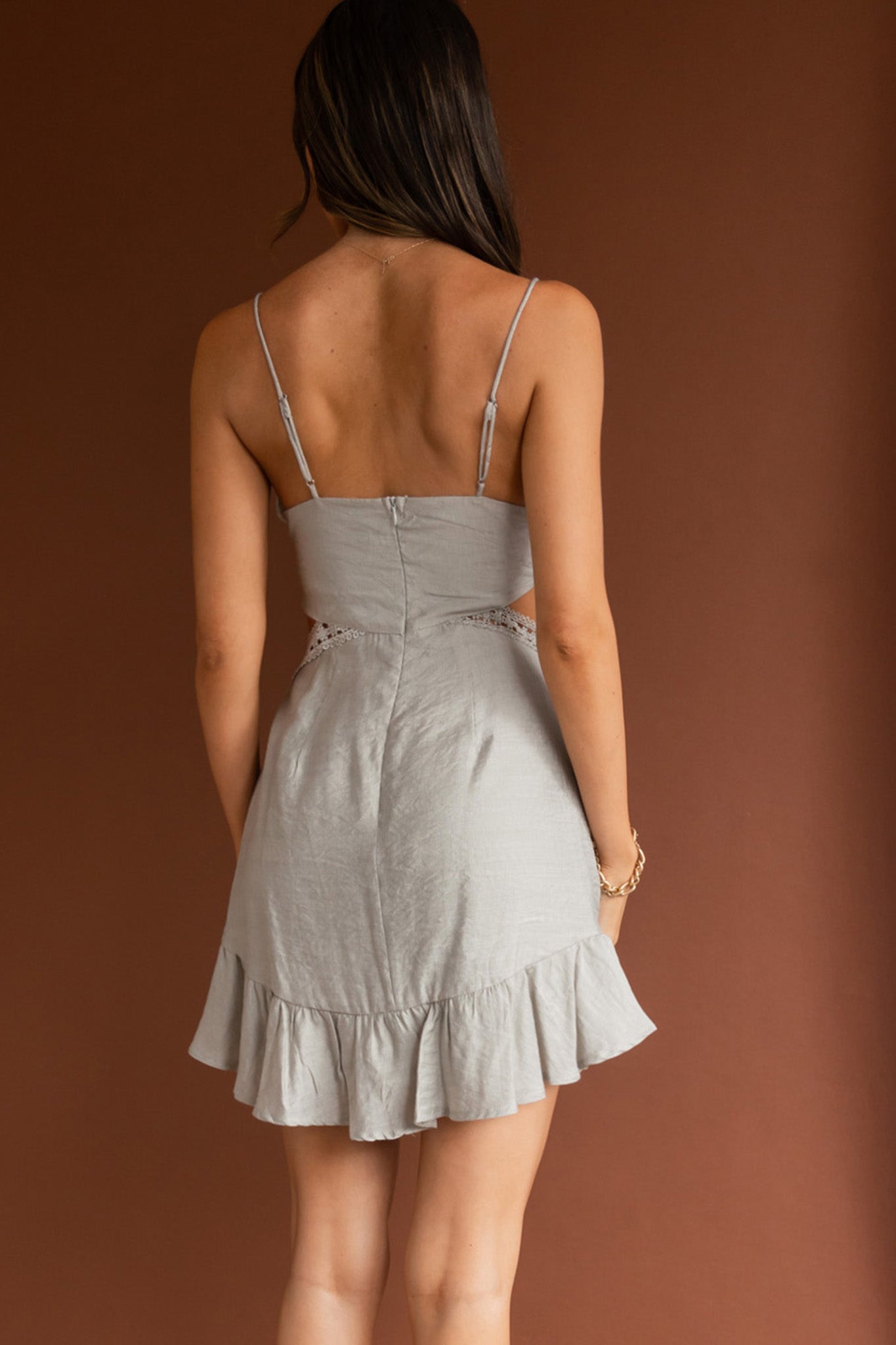 Santorini Sunset Cami Strap Cut-Out Dress Avocado-Maymioy