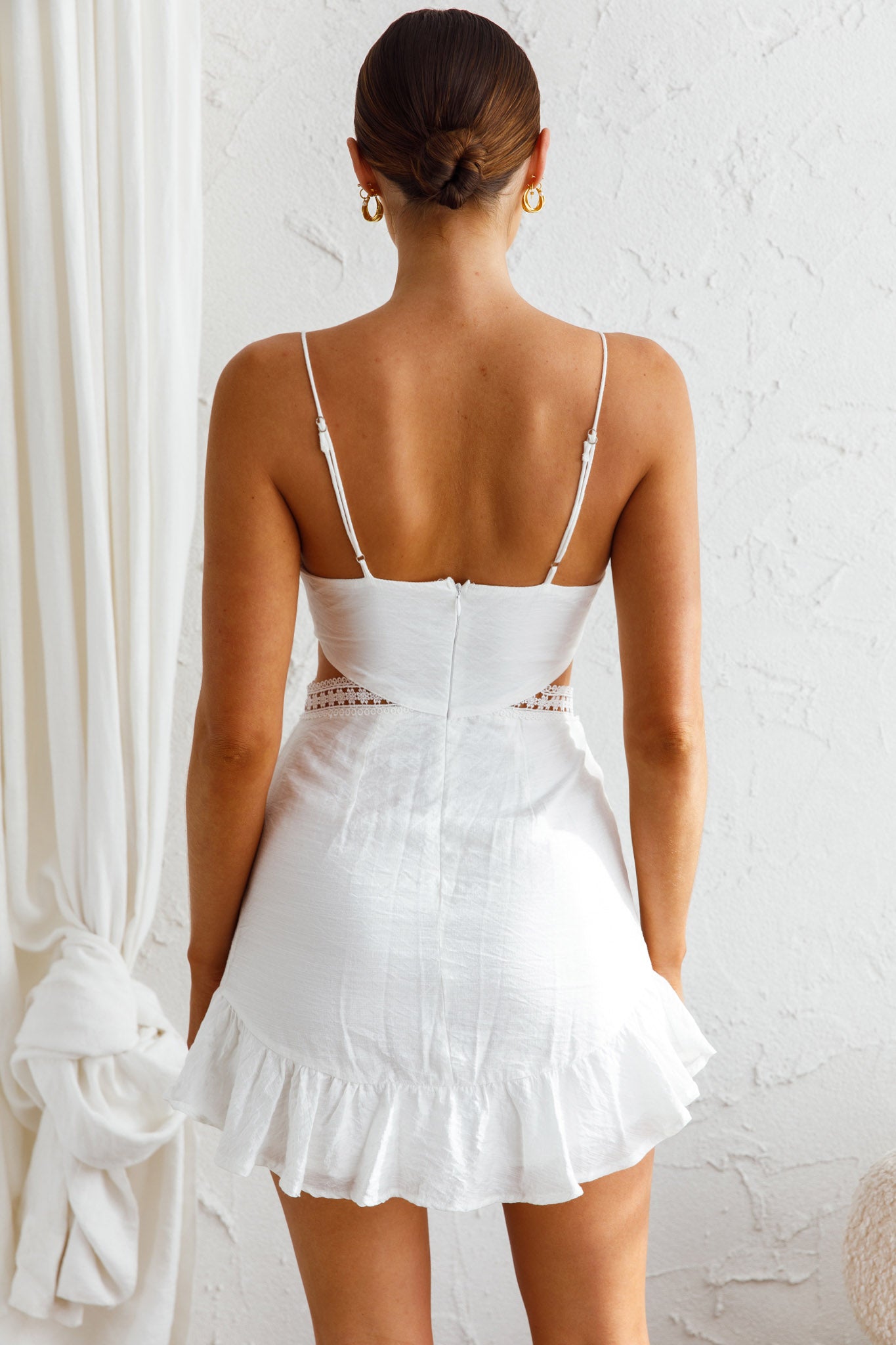 Santorini Sunset Cami Strap Cut-Out Dress White-Maymioy