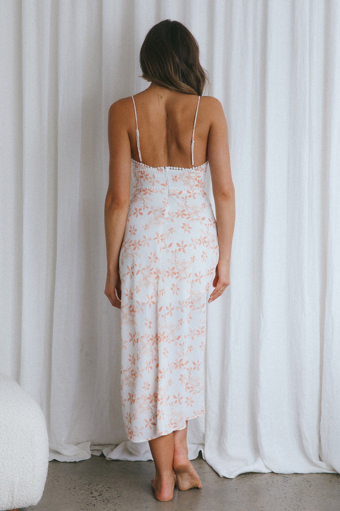 Catch Feelings Sweetheart Neckline Midi Dress Floral Pink-Maymioy