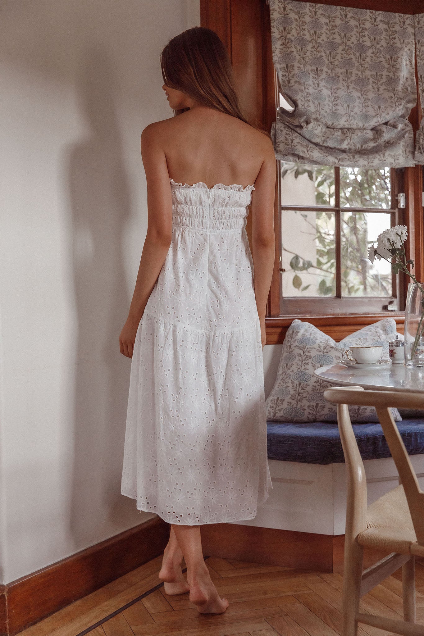 Chasing Sunshine Strapless Midi Dress White-Maymioy