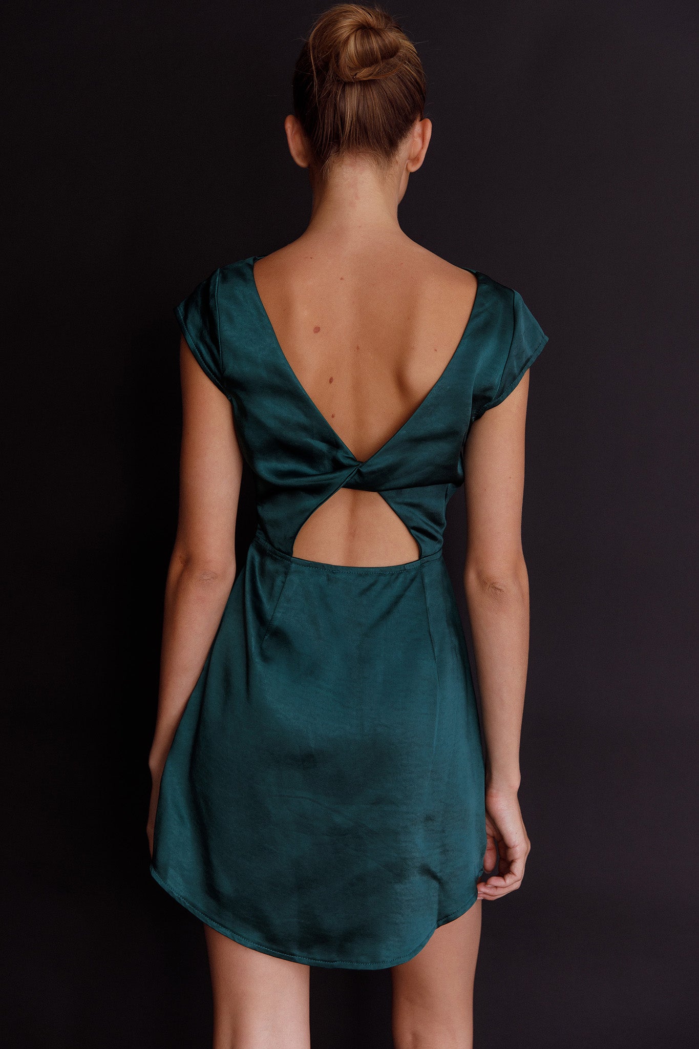 Lucinda Twist Back Mini Dress Jade-Maymioy