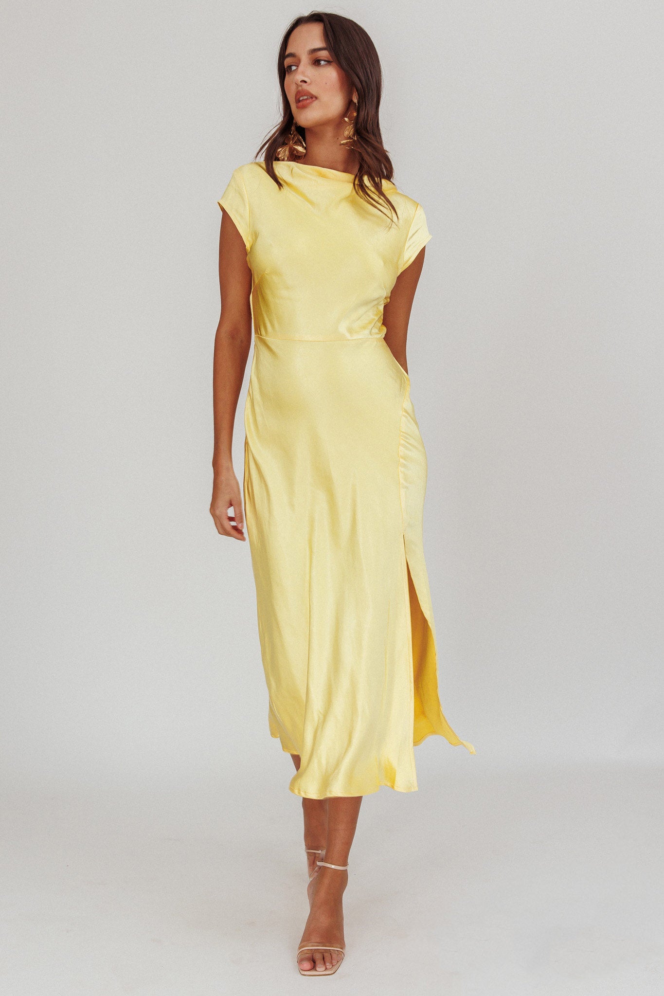 Lucinda Twist Back Midi Dress Butter-Maymioy