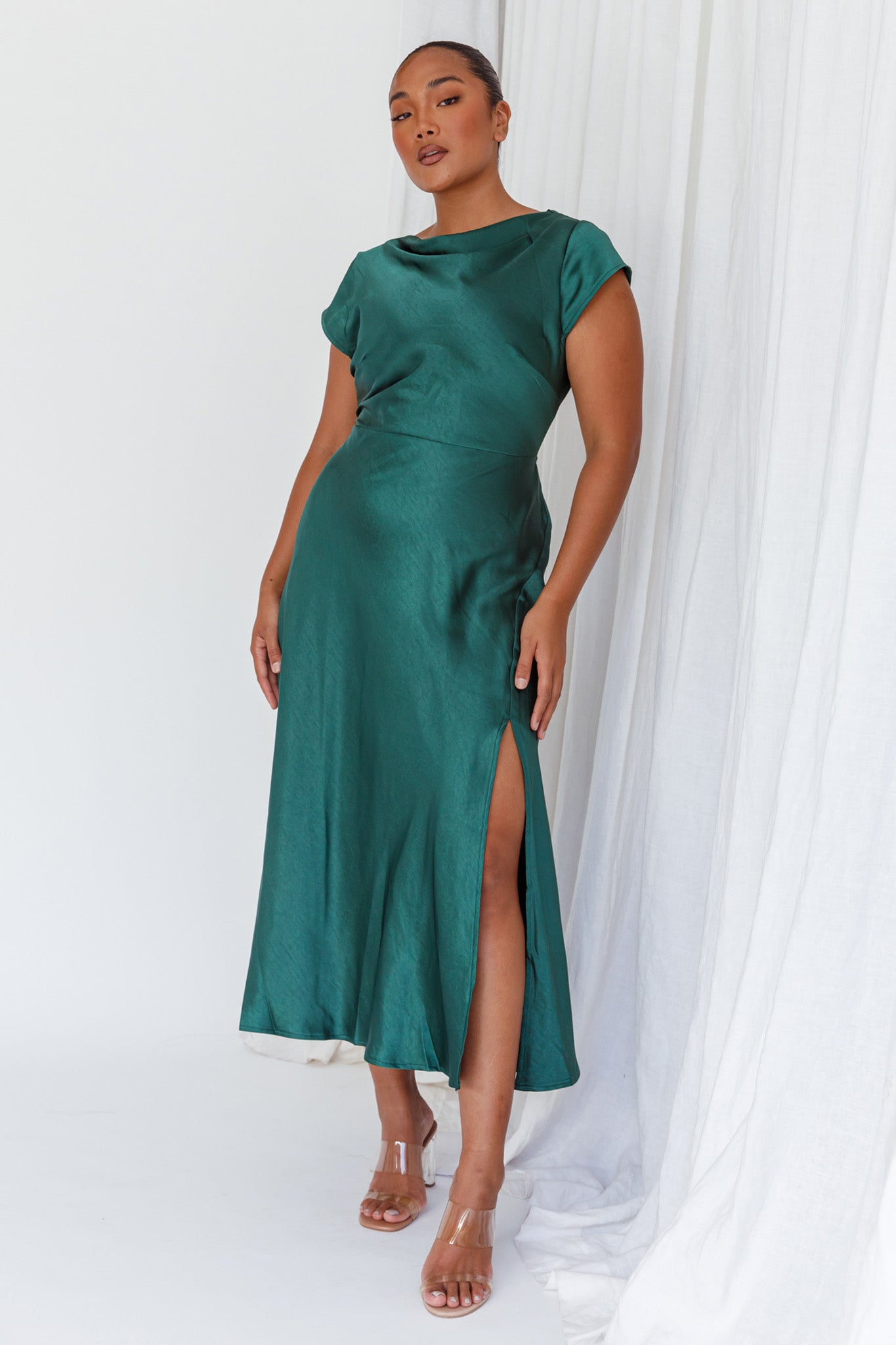 Lucinda Twist Back Midi Dress Jade-Maymioy