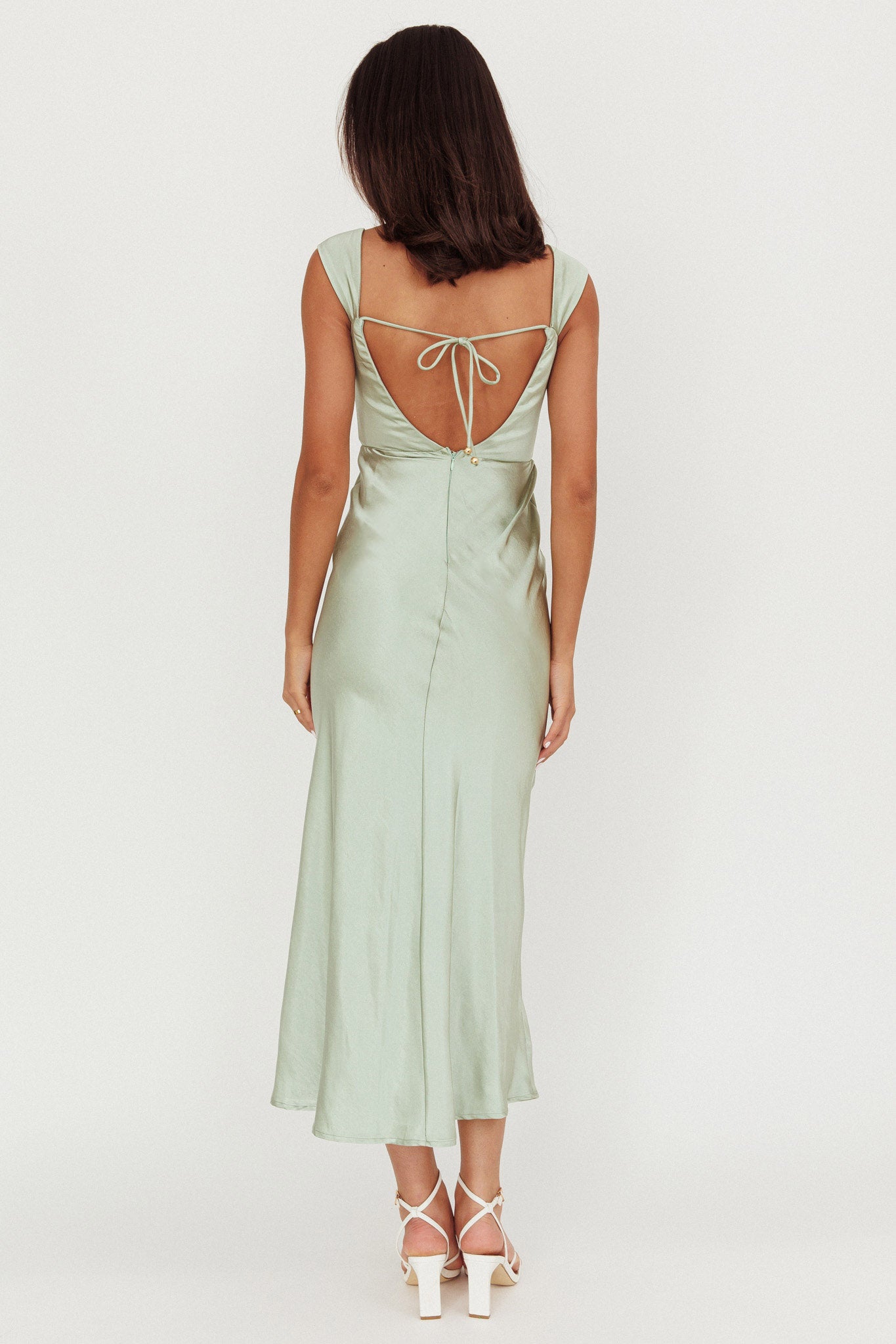 Lucinda Off-Shoulder V-Back Dress Sage-Maymioy