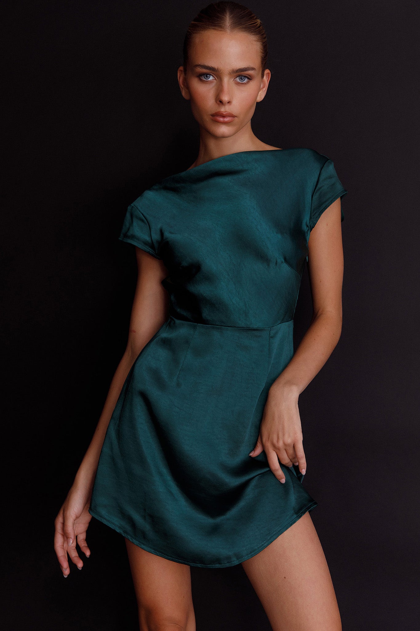Lucinda Twist Back Mini Dress Jade-Maymioy
