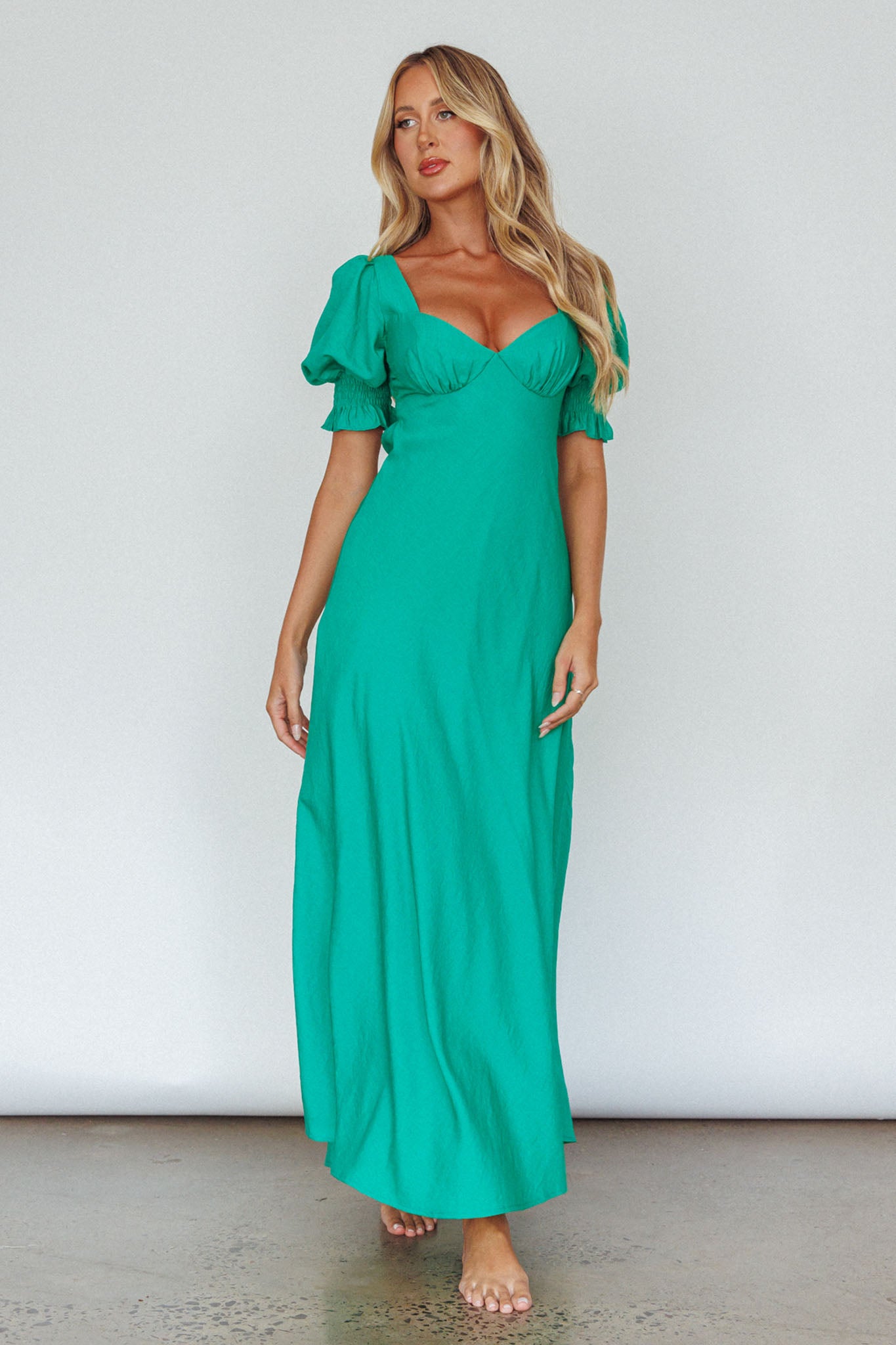 Brigita Tied Back Midi Dress Green-Maymioy