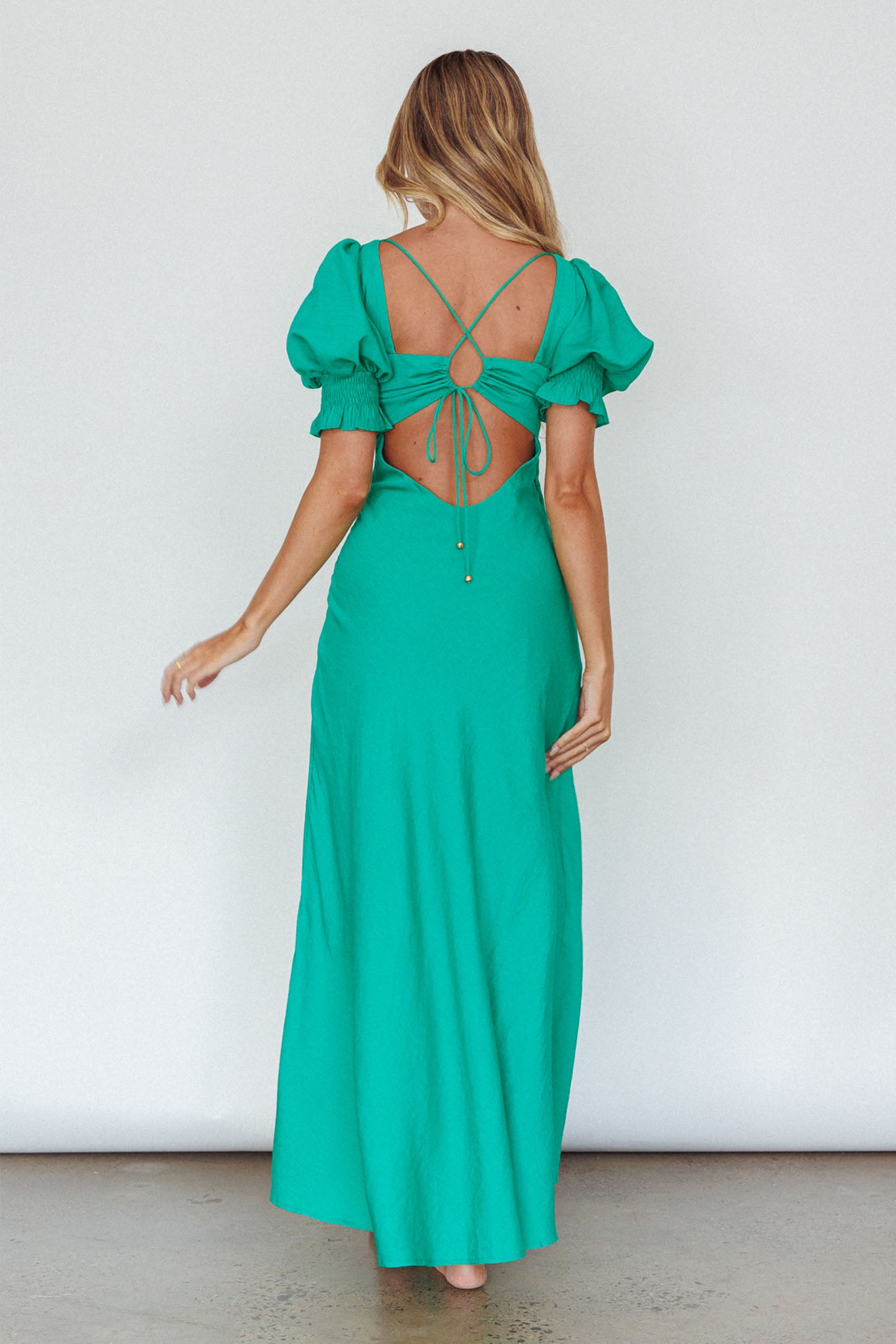 Brigita Tied Back Midi Dress Green-Maymioy