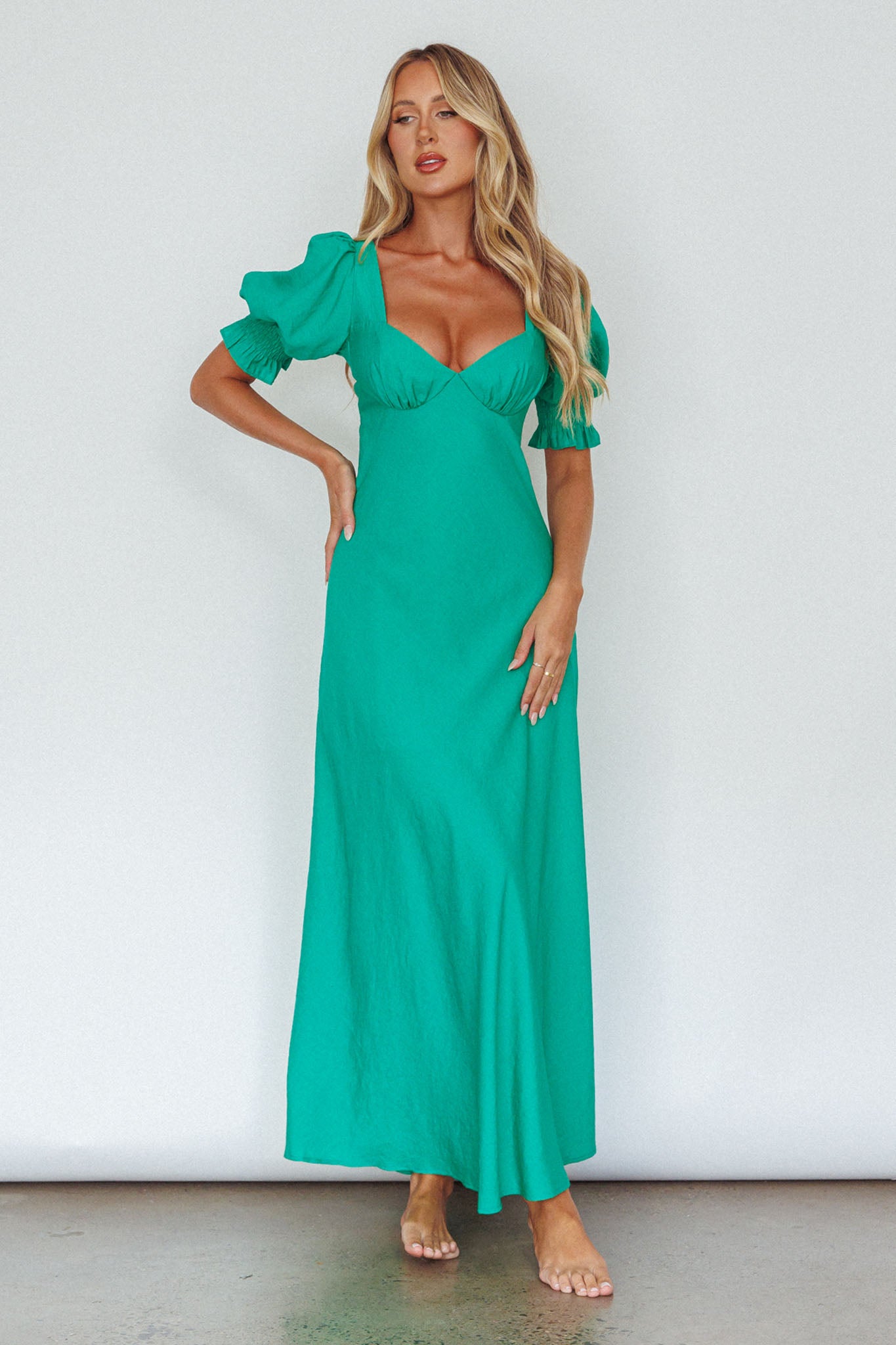 Brigita Tied Back Midi Dress Green-Maymioy