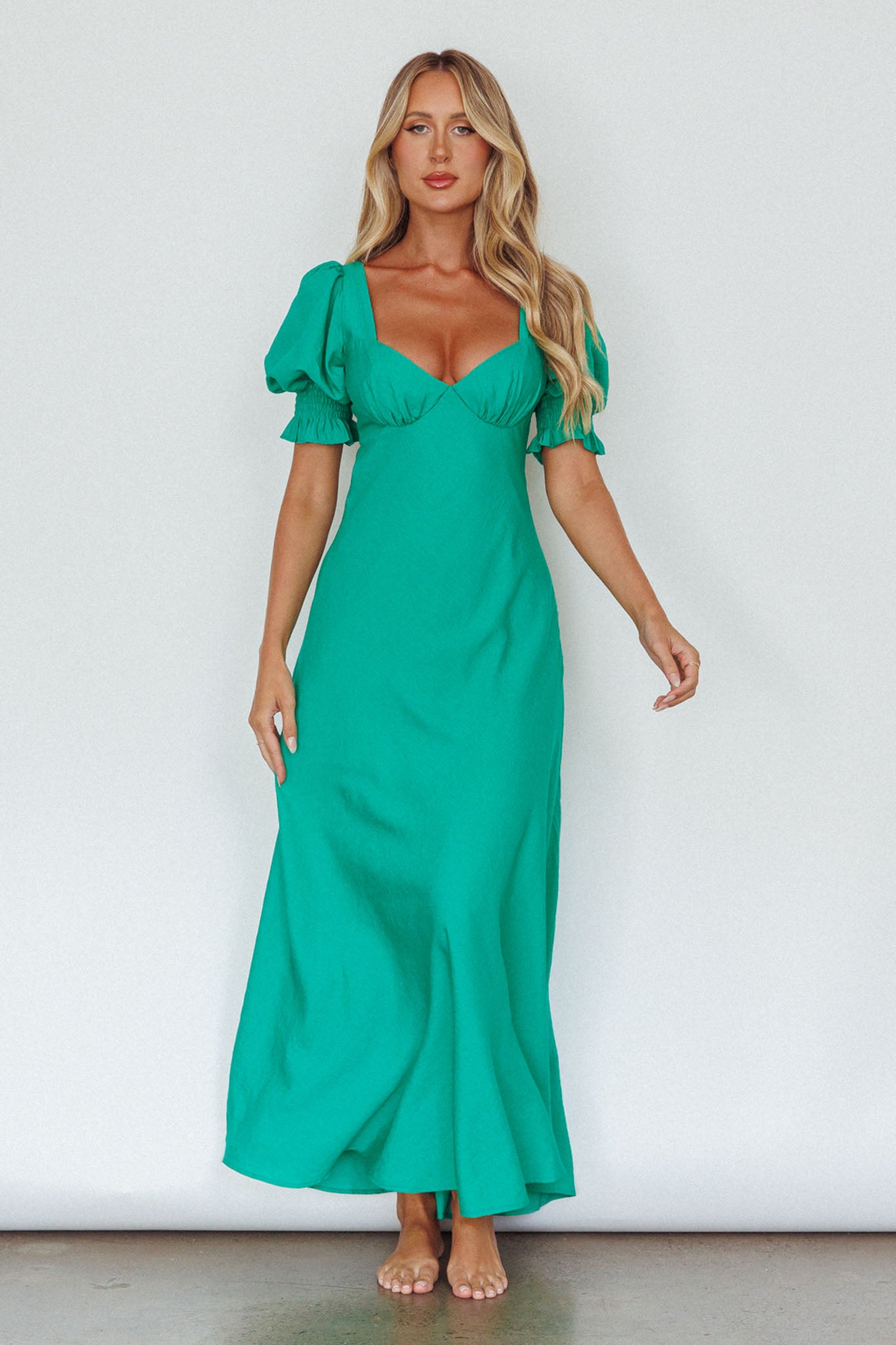 Brigita Tied Back Midi Dress Green-Maymioy
