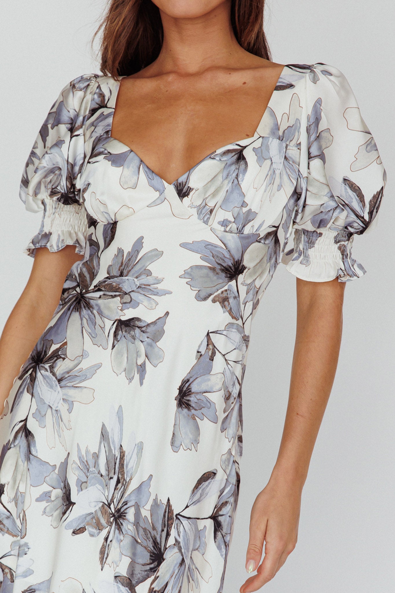 Brigita Tied Back Maxi Dress Floral Blue-Maymioy