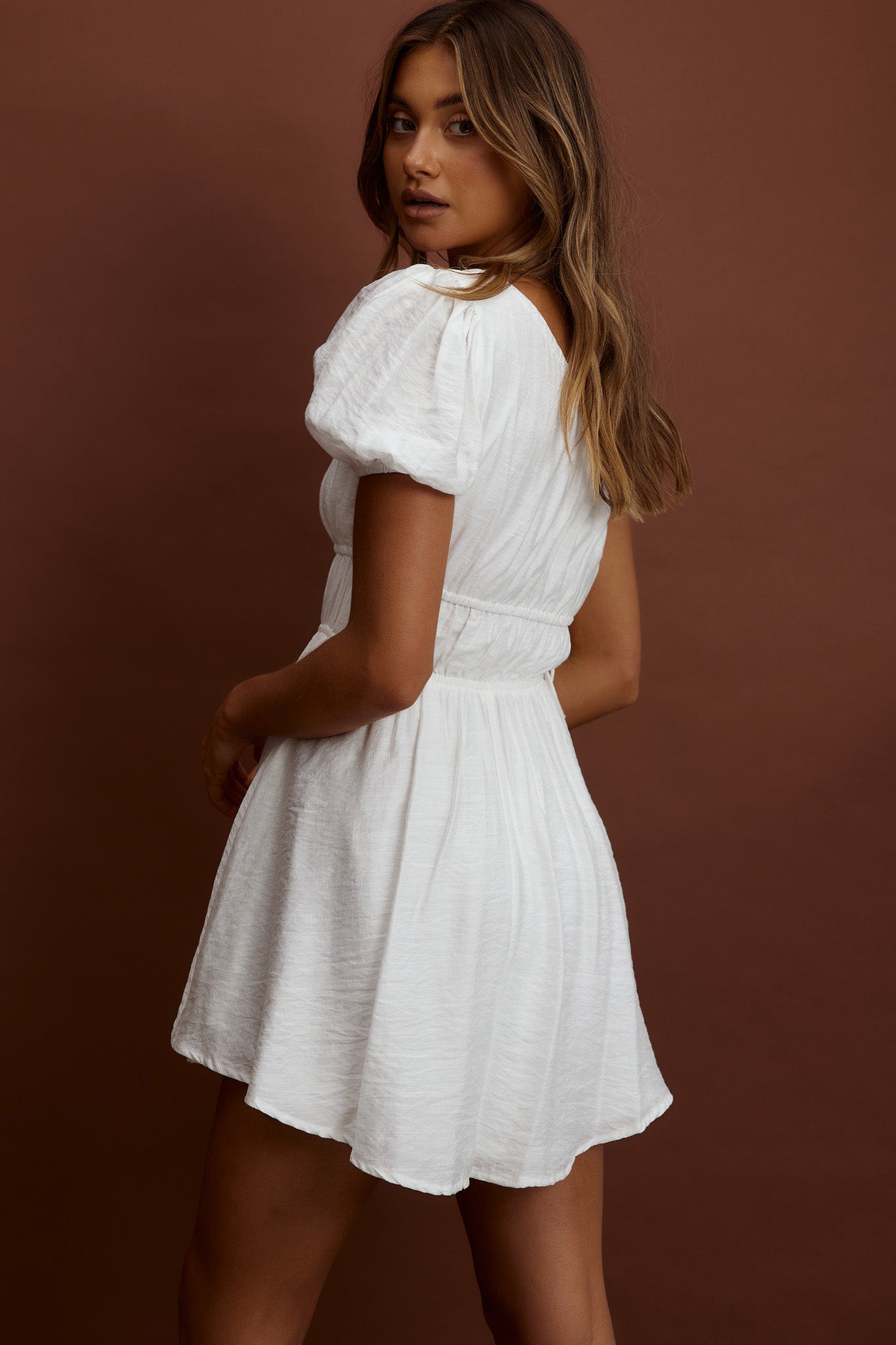 True Heart One-Shoulder A-Line Dress White-Maymioy