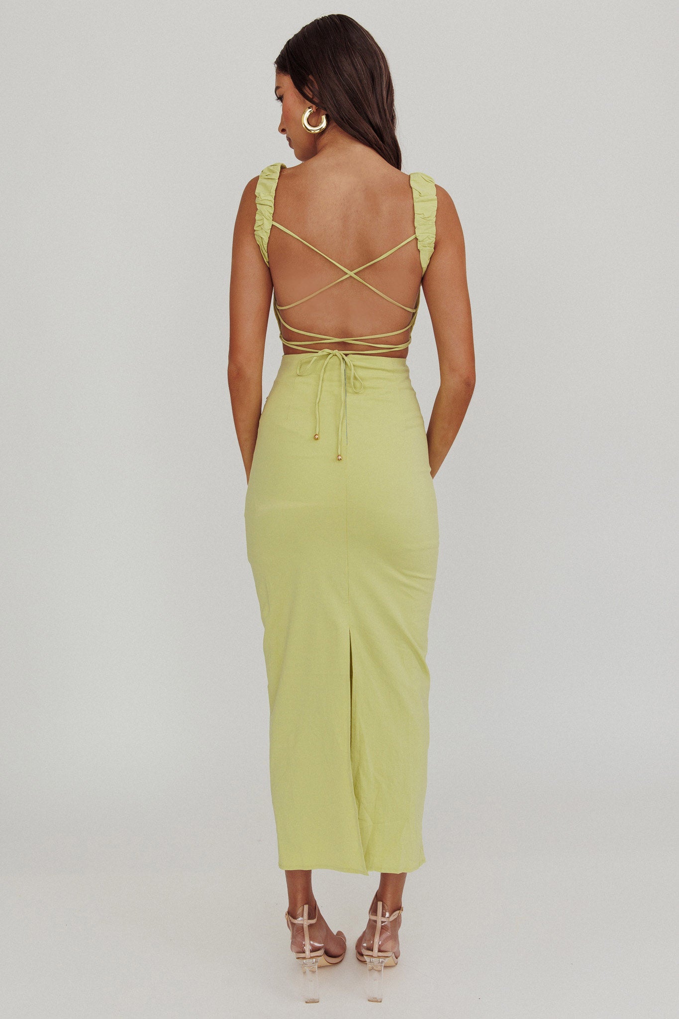 Dream Crush Lace-Up Back Maxi Dress-Maymioy